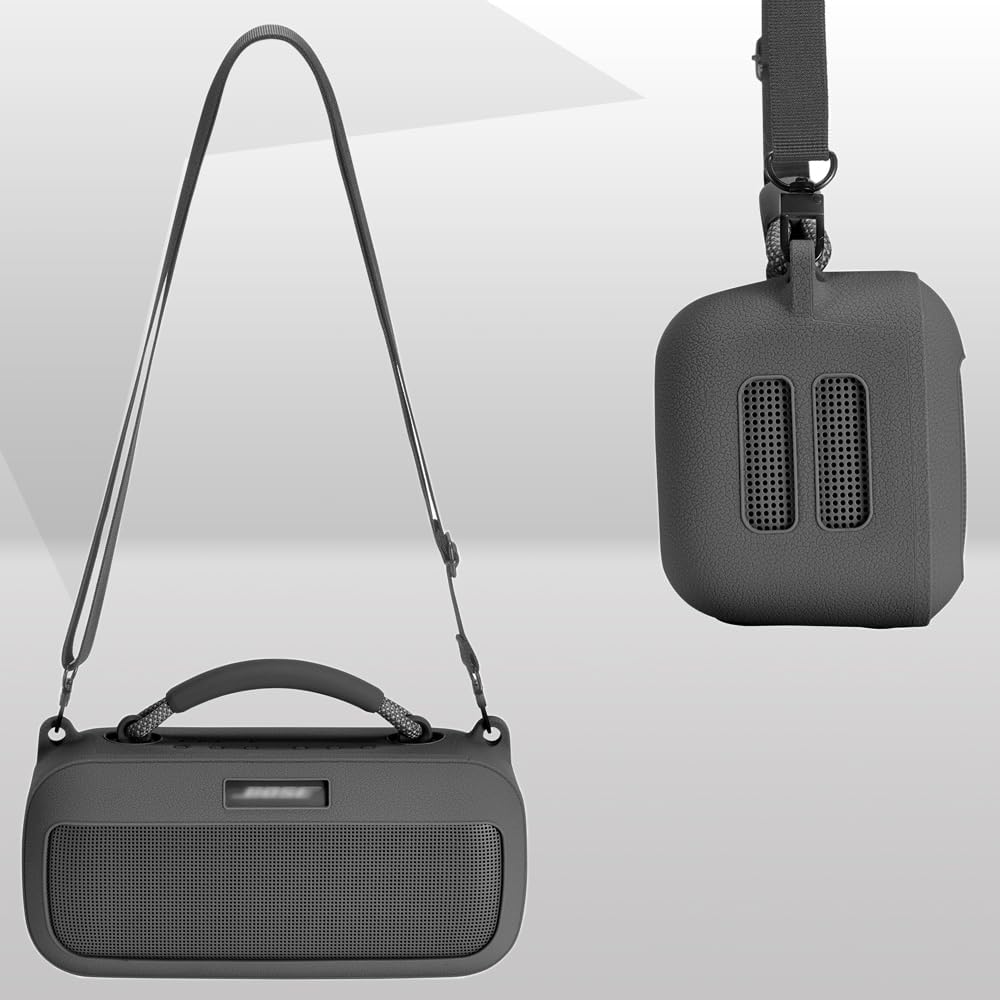 Carrying Silicone Cover Case Compatible with New Bose SoundLink Max Portable Speaker (Black)