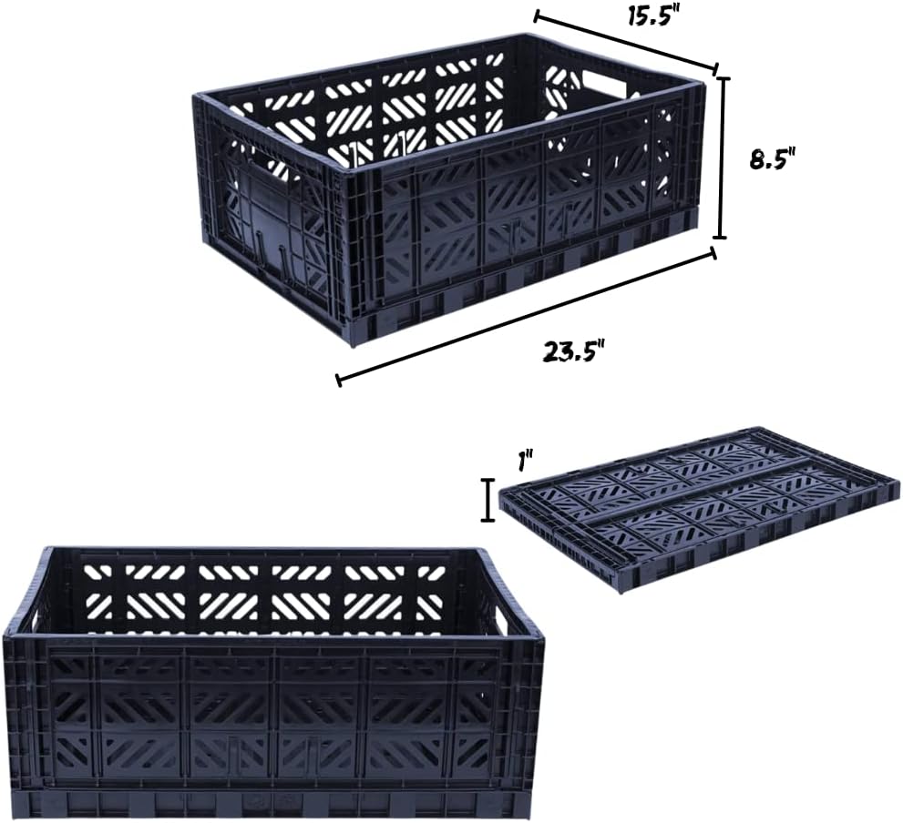 AYKASA Collapsible Storage Bins, Plastic Crate for Storage, Collapsible Crate, Utility Stackable Box (Small, Arctic blue)
