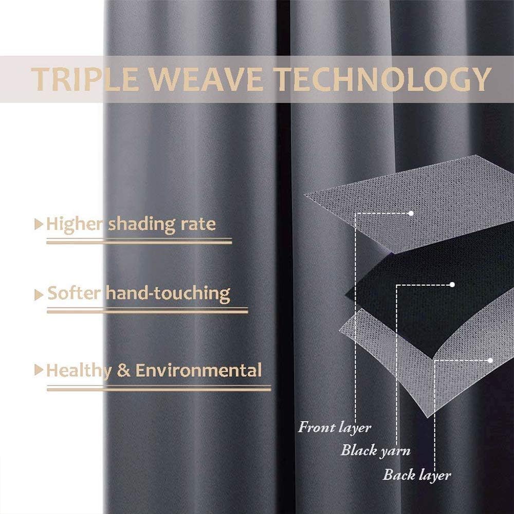 NICETOWN Blackout Curtains 2 Panels for Bedroom- Thermal Insulated Grommet Blackout Curtains 63 Inches Long for Living Room/Kitchen Rideaux occultants (2 Panels, W42 x L63 -Inch,Grey) - PuriLite