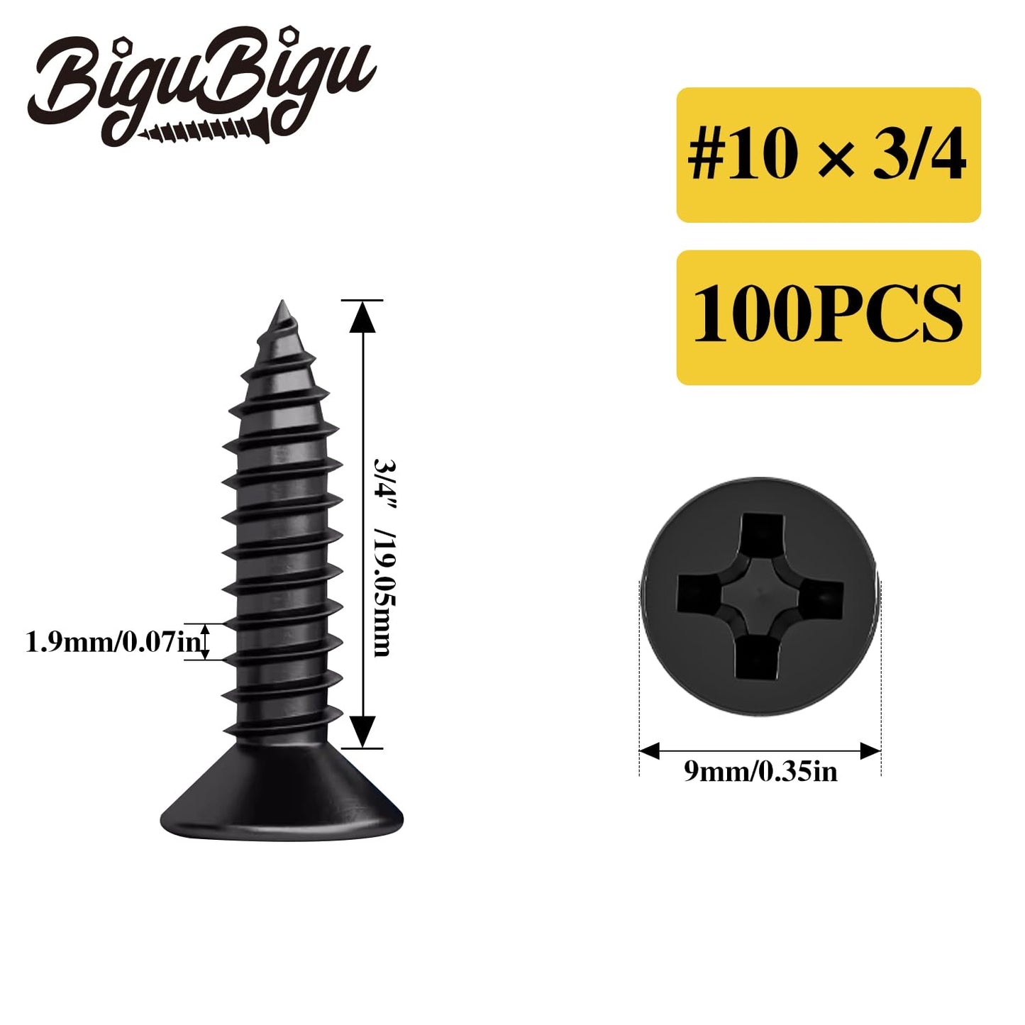 #4 * 2" Wood Screws, Flat Head Phillips Black Stainless Steel, 100Pcs Corrosion Resistant for Wood, Drywall Applications, and Outdoor Use