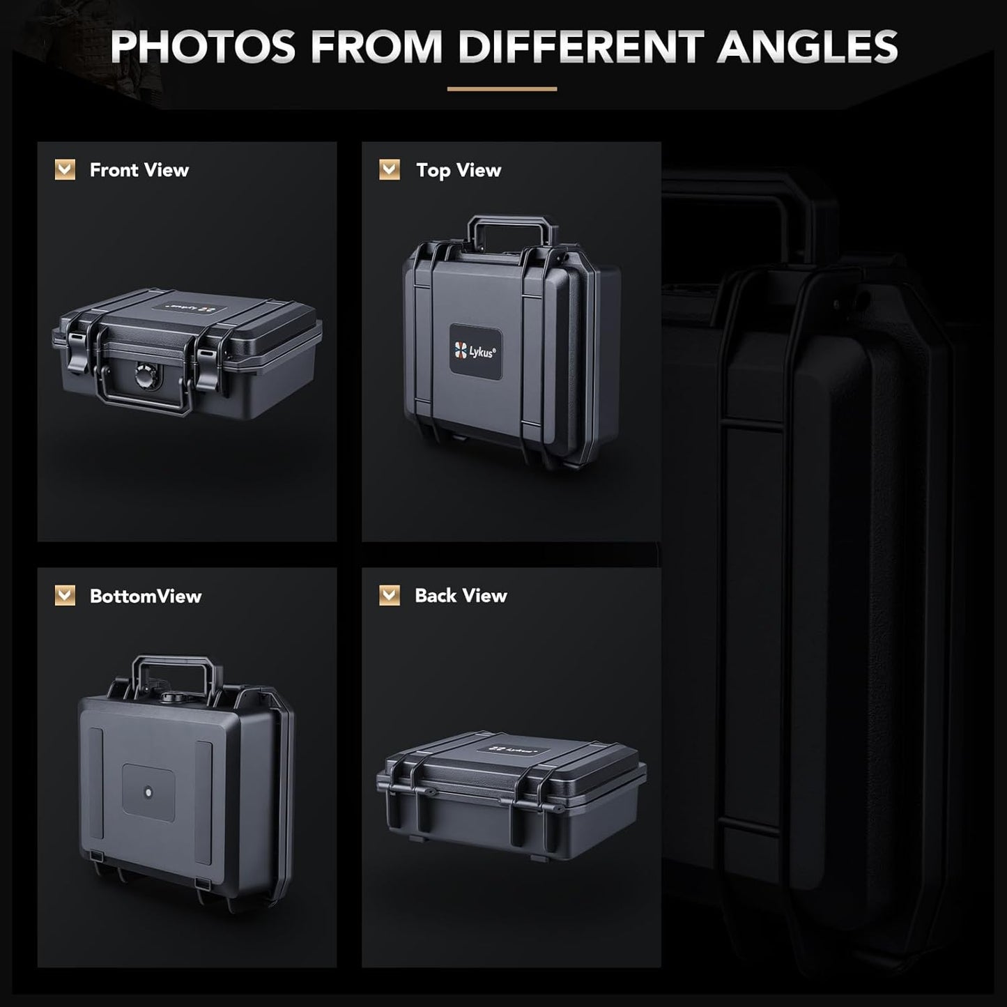 Lykus HC-2710 Portable Waterproof Hard Case with Foam, Camera Case with Customizable Fit Foam,Fit use of Drones,Camera, Equipments, Interior Size 27x16x8 cm