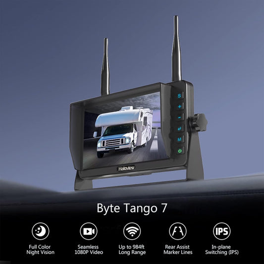 Haloview BT7 RV Backup Camera Wireless FHD 1080P DVR Rearview Full-Color Night Vision Cam and 7" Monitor System Adapter for Furrion Pre-Wired RV,Truck,Trailer,Truck,Camper,Van,Pickup - PuriLite