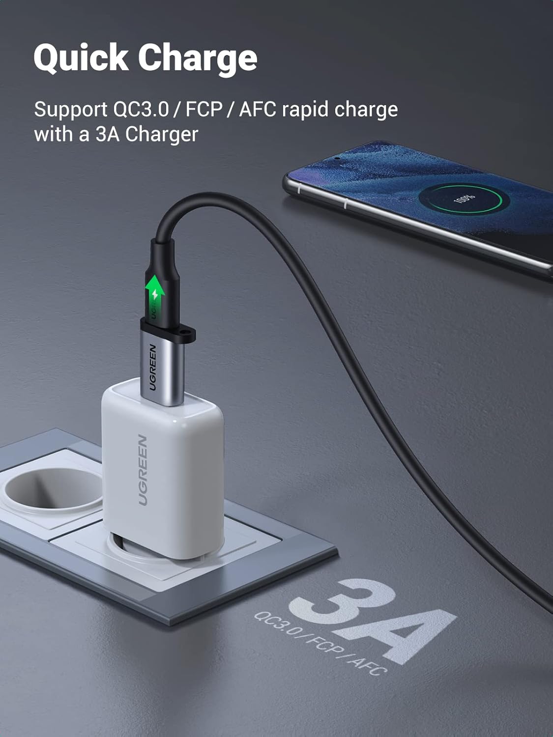 UGREEN USB C Adapter USB 3.0 A Male to Type C Female Converter Connector Fast Charge, 5Gbps Sync, Audio, Compatible for iPhone 11, Galaxy S23 S22 S9 S8 Plus A70 A50 A20e, Google Pixel 4 3a X, P30 Pro