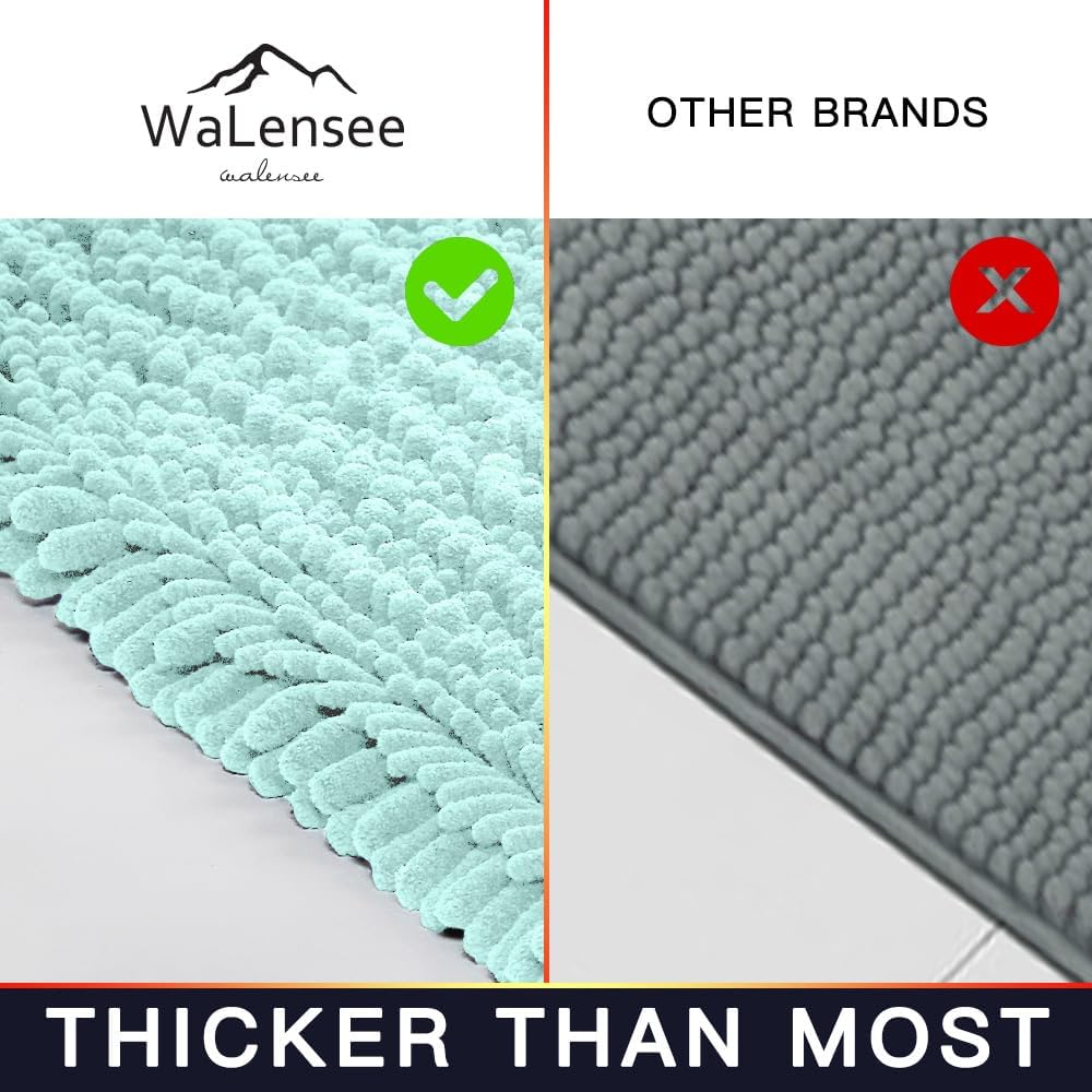 Walensee Bathroom Rug Non Slip Bath Mat (24x17 Inch Blush) Water Absorbent Super Soft Shaggy Chenille Machine Washable Dry Extra Thick Perfect Absorbant Best Small Plush Carpet for Shower Floor