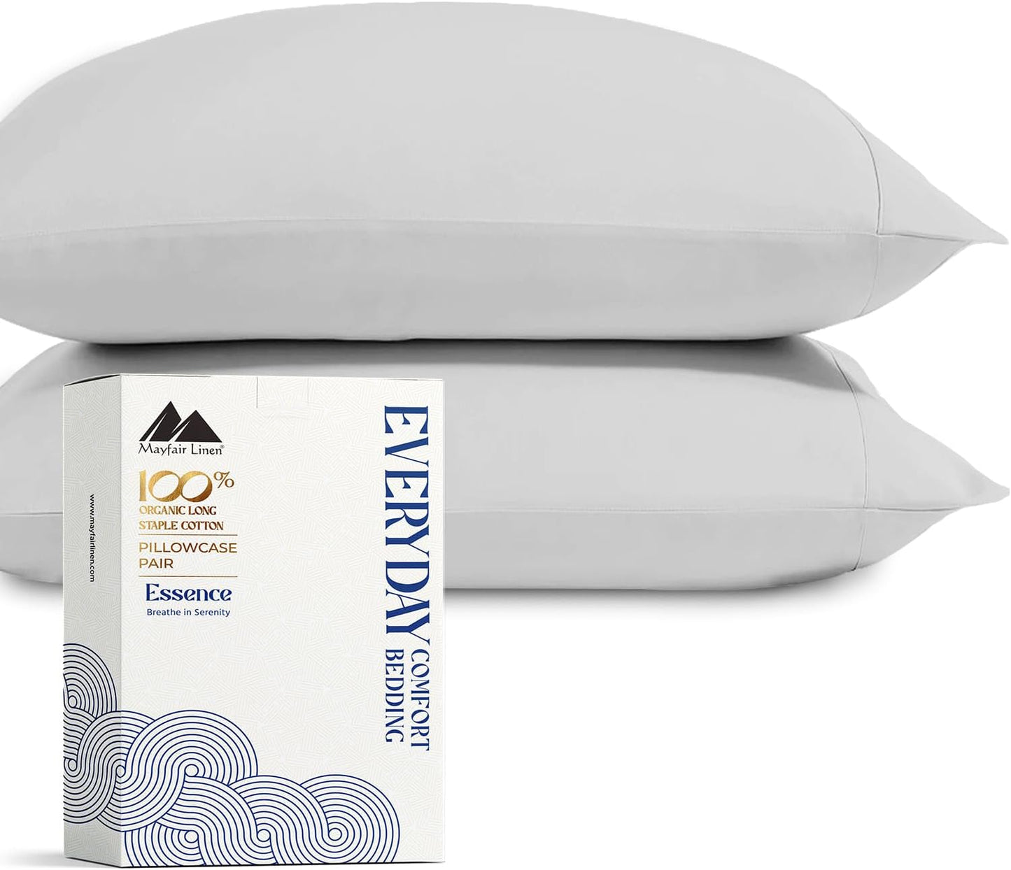 Mayfair Linen 100% Organic Cotton Percale Sheets Full Size - White Cotton Percale Sheets Full, 4 Piece Full Percale Sheet Sets, Soft & Crisp, Cooling Sheets, 16" Deep Pocket Hotel Sheets Full Size