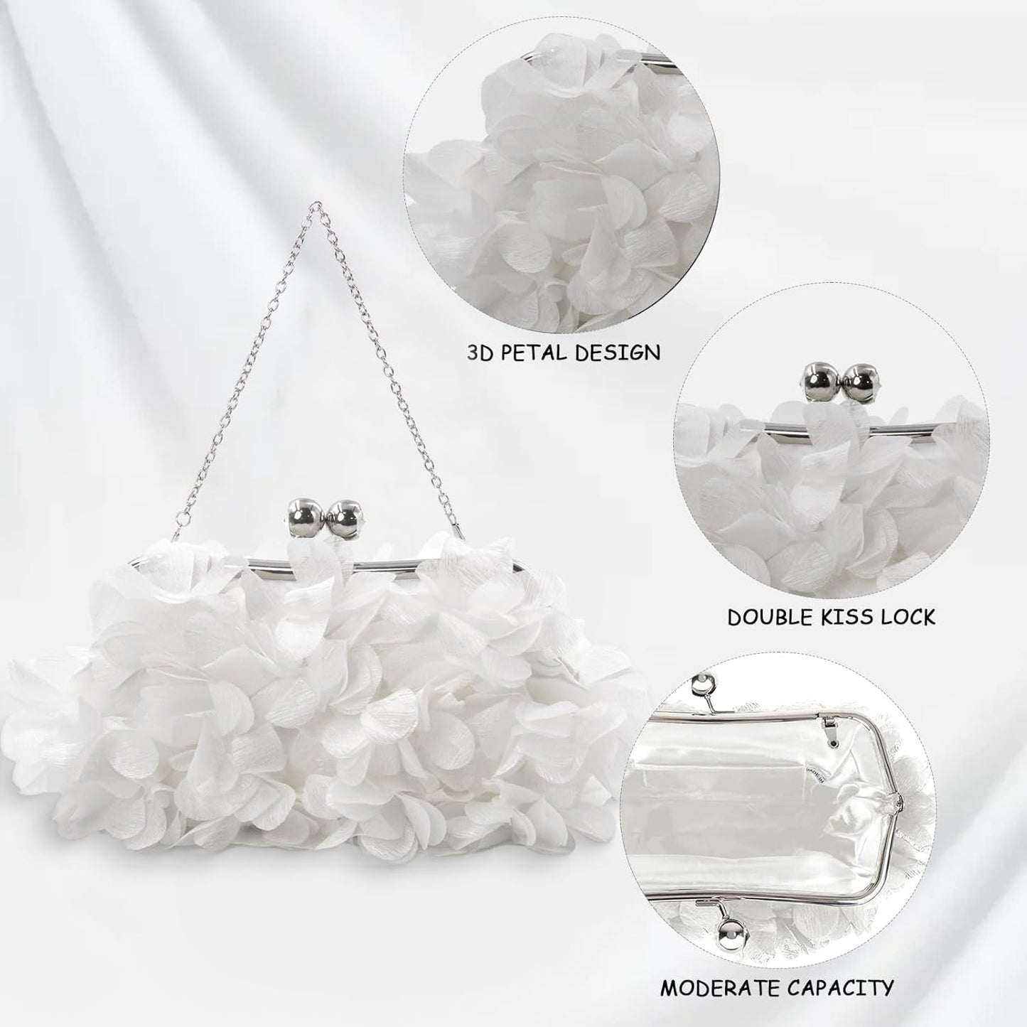 JAMBHALA Clutch Evening Handbags Floral Appliques Small Clutch Purses for Women