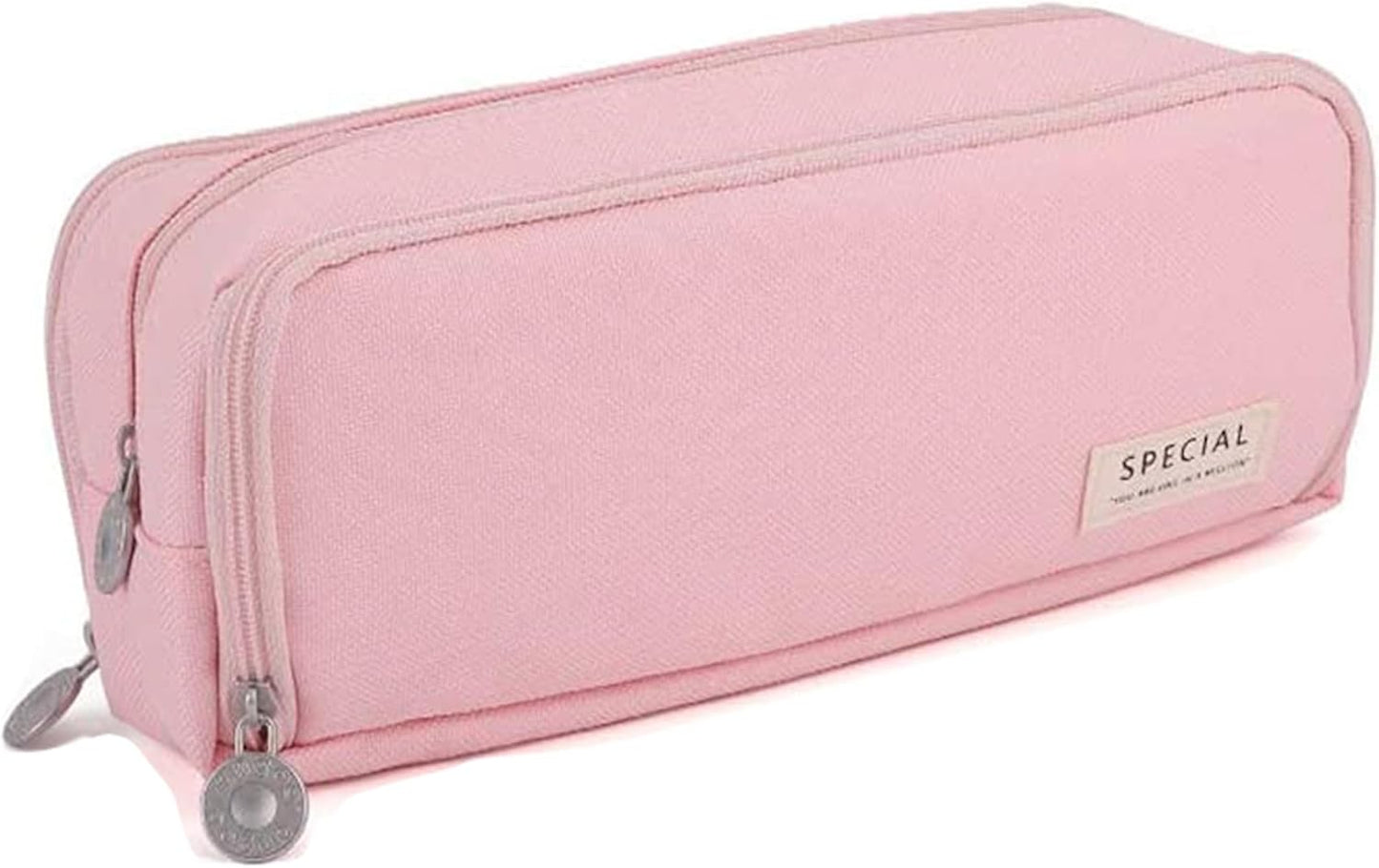 Big Capacity Pencil Case, OLIYuMi 3 Compartment Pencil Pouch Pencil Bag Storage Box Stationery Organizer Makeup Bag with Zipper Closure for Student Office College Boys and Girls (Pink)