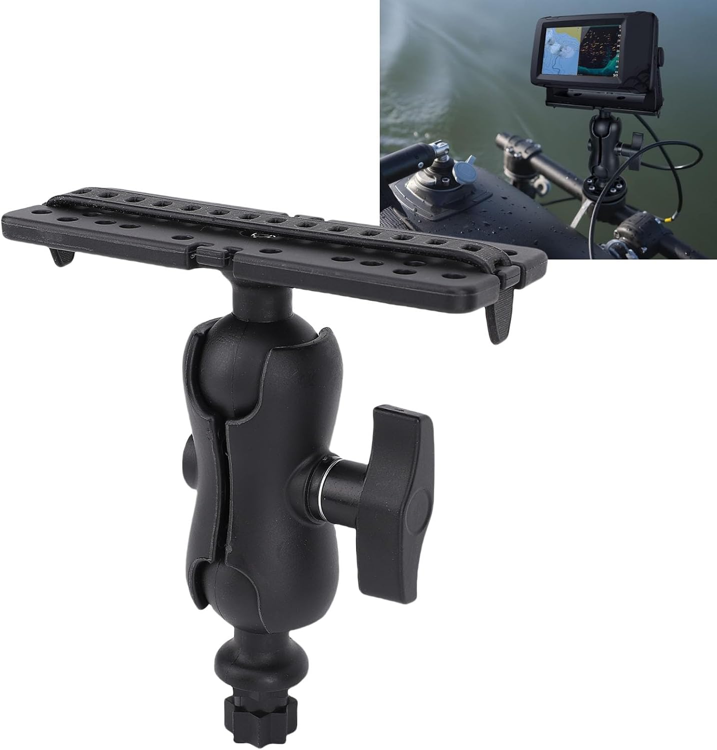 Fish Finder Mount Base, 360 Degree Rotating Fish Finder Bracket Universal Marine Electronic Holder ABS Mounting Plate for Kayaks and Boats