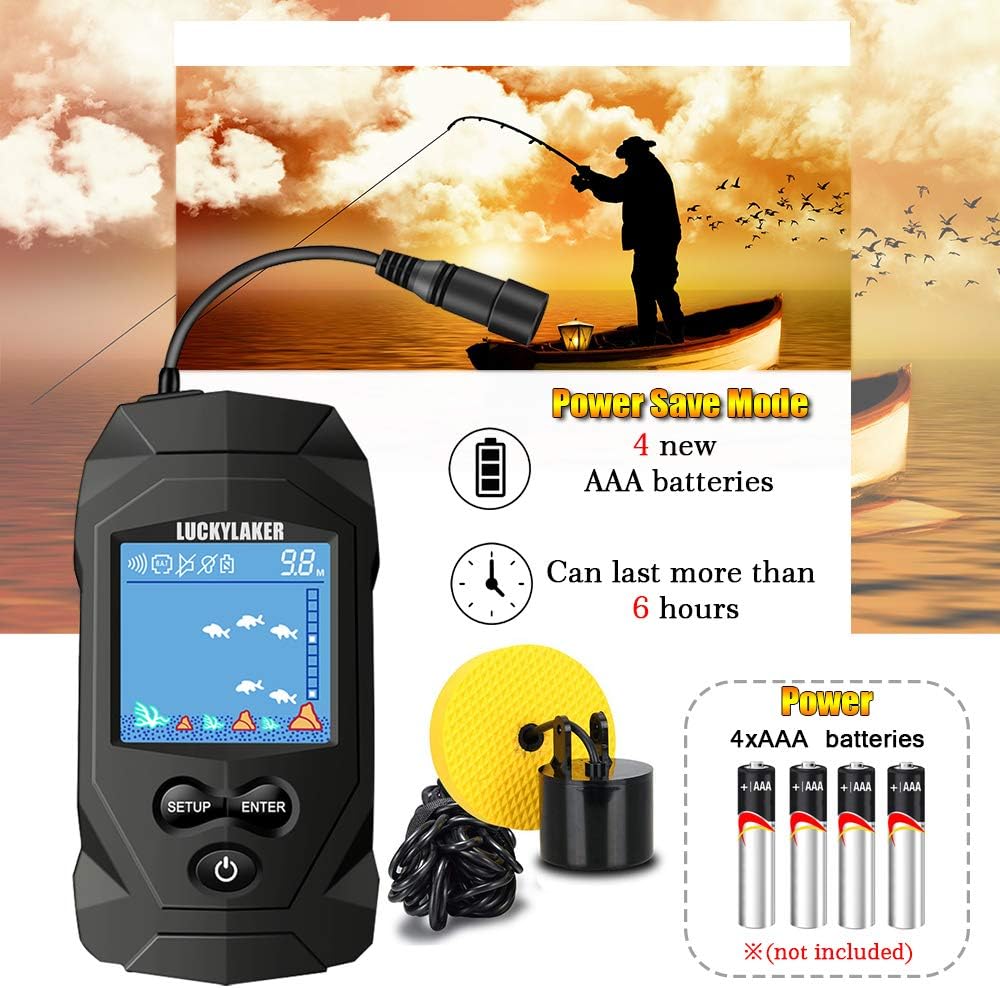 LUCKYLAKER Water Boat Fish Finders Depth Portable Handheld Fish Finder Transducer Wired Ice Fishing Finders Sonar