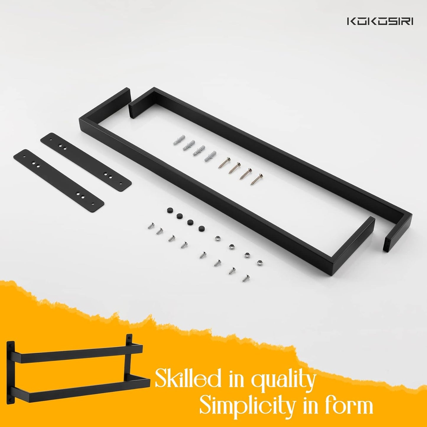 KOKOSIRI Towel Bars Black Bath Towel Holders 20 Inches Bathroom 2-Tiers Ladder Towel Rails Wall Mounted Towels Shelves Rack Stainless Steel, B5008BK-L20