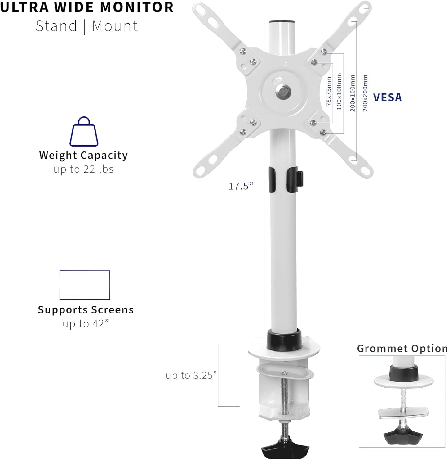 VIVO Ultra Wide TV Desk Mount for up to 55 inch Screens Weighing 29.9kg, Full Motion Height Adjustable Single Television Stand, Black, STAND-V155C