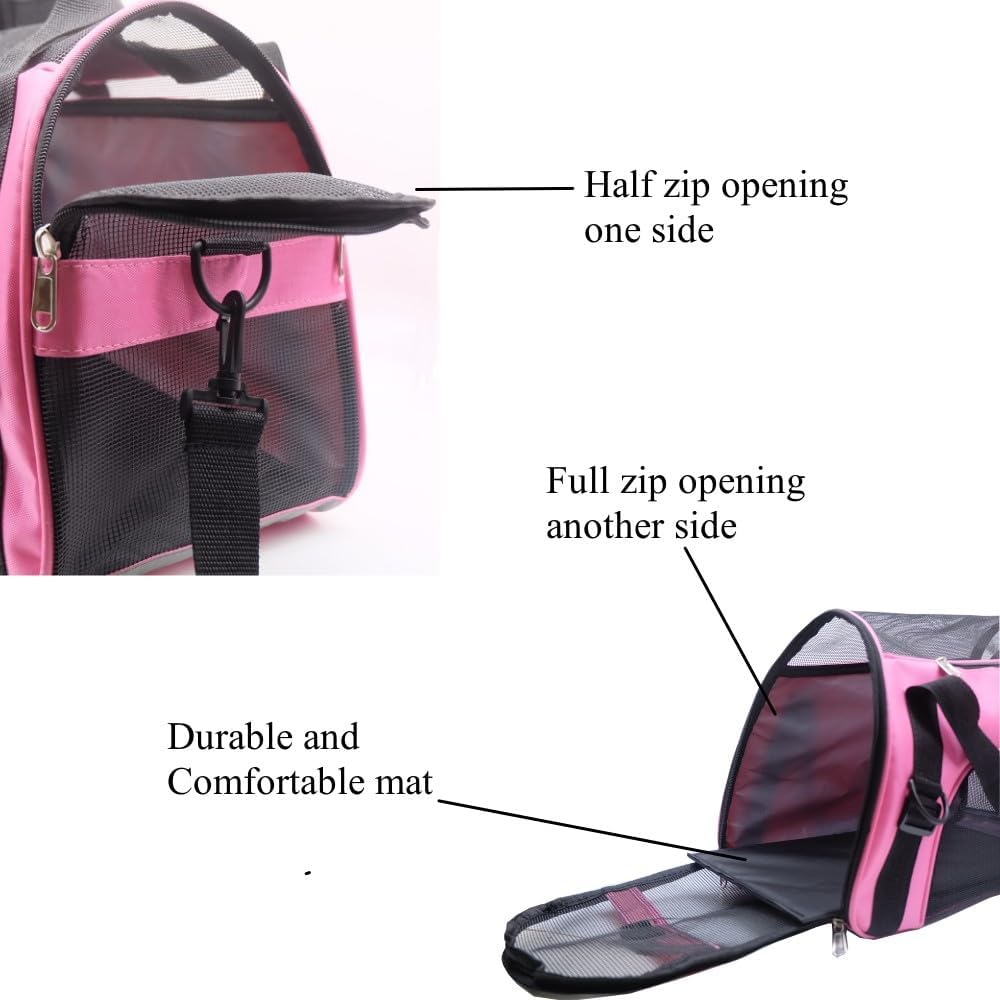 ZaneSun Cat Carrier,Soft-Sided Pet Travel Carrier for Cats,Dogs Puppy Comfort Portable Foldable Pet Bag Airline Approved (Small Rosered)