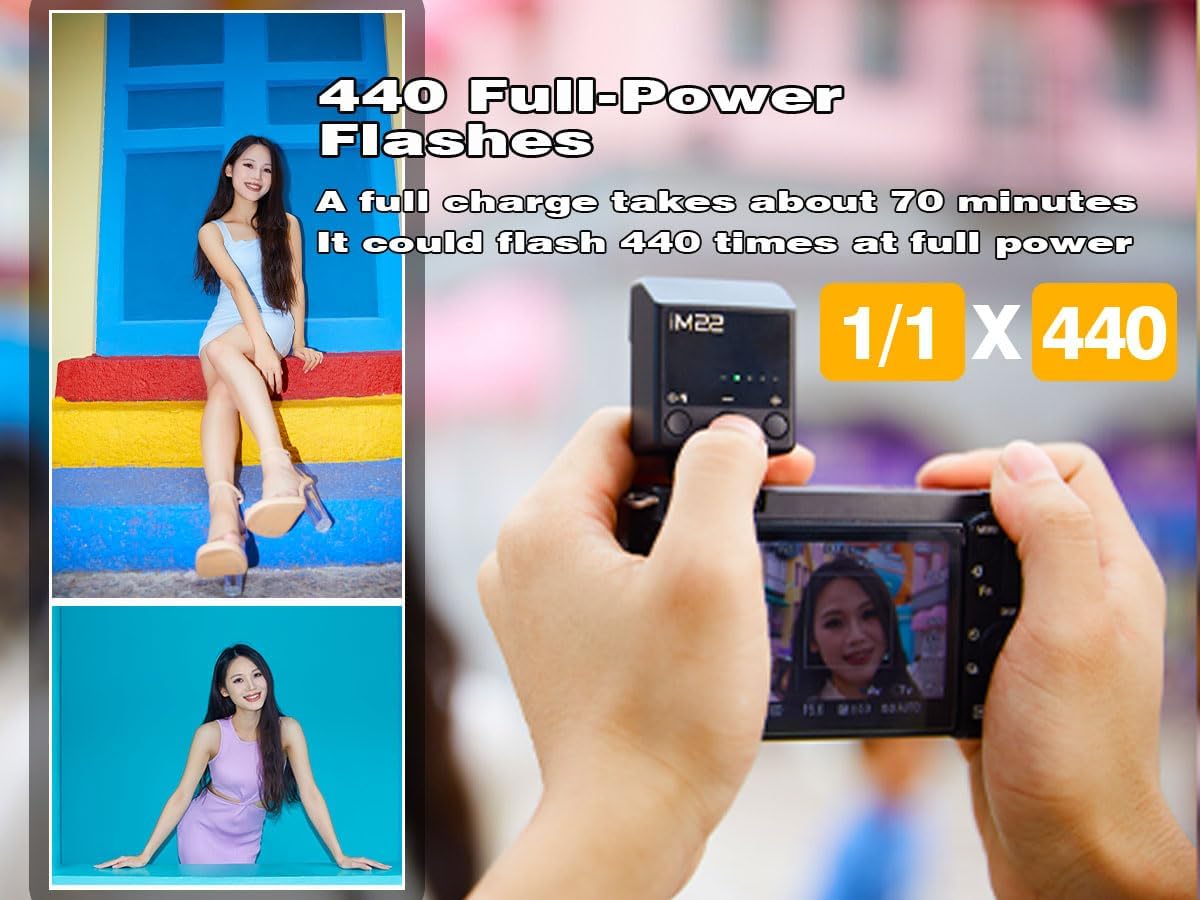 Godox Flash Godox iM22 Mini Camera Flash - GN10/470 mAh/Type-c Charge/440 Full-Power Flashes/3s Recycle Times/5 Power Levels/Manual, Camera Flash for Sony zv1/Sony zve10/Ricoh gr3/Fujifilm f1 etc.