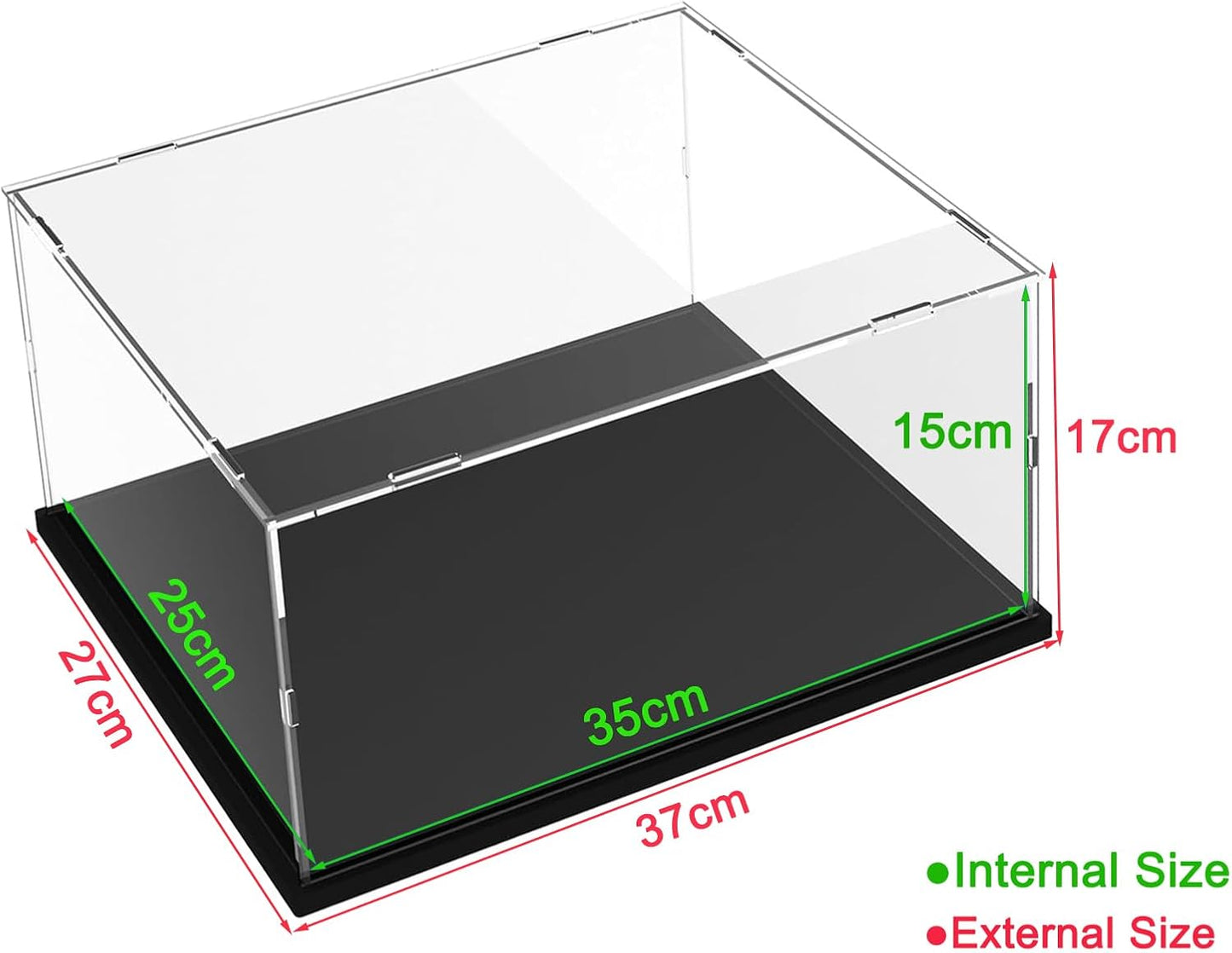 Thickened Clear Acrylic Display Case for Lego 10330 43268 76450 42170 10295 10353 Collectibles, Transparent Box Dustproof Protection with Wood-Plastic Base & String Light, Black Inside 40x20x20cm