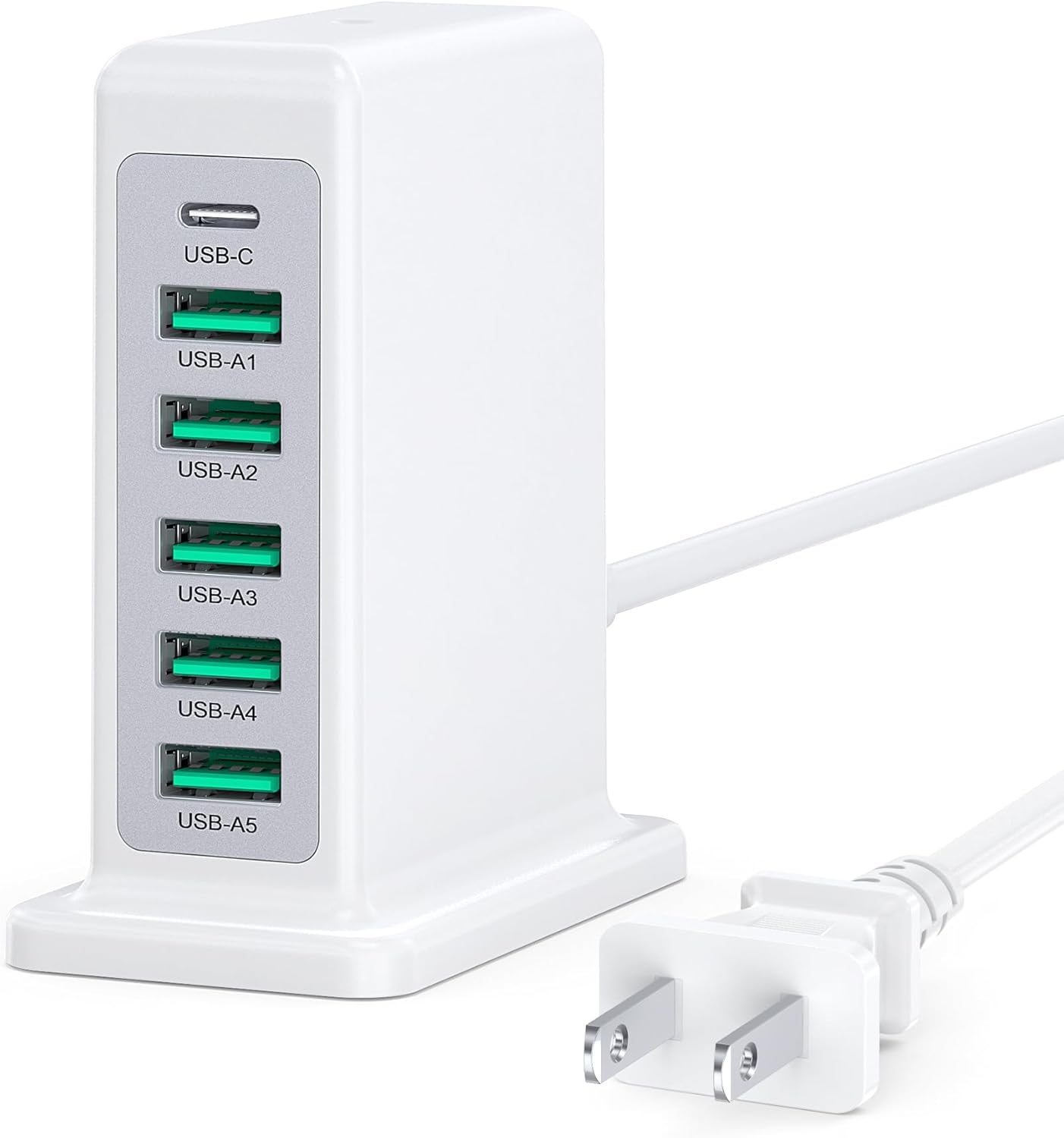 Voteen 45W 6 Port USB Charger Charging Block with 1 USB C 5 USB A Port, USB Power Strip Plug Charging Hub Multi Travel Chargers for iPhone iPad, Tablets, Smartphones
