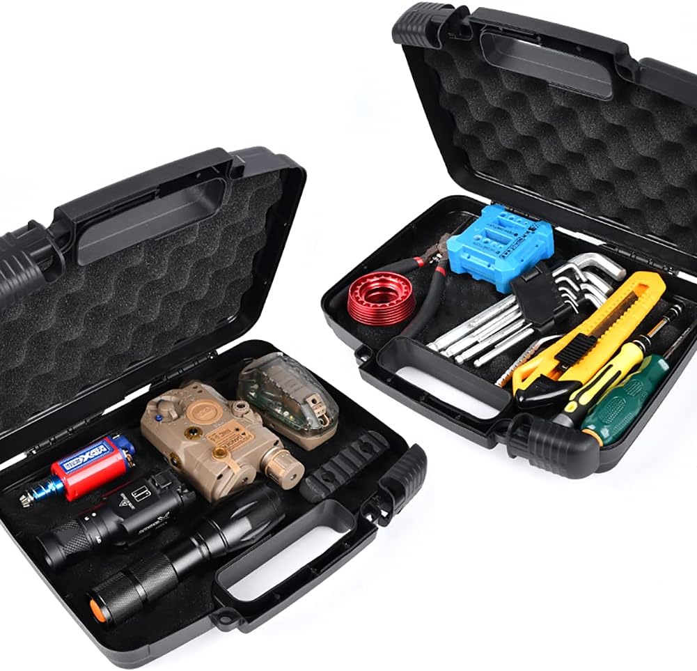 Small Hard Carrying Case with Pluck Foam Interior for iPhone, GoPro, Camera, and More- 14 x 10.4 x 3.5 Inches, Black