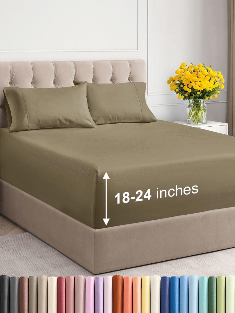 Extra Deep Queen Sheet Set - 6 Piece Breathable & Cooling Sheets - Hotel Luxury Bed Sheets Set - Easy & Secure Fit - Soft, Wrinkle Free & Comfy Sheets Set - White Sheet Set w/Extra Deep Pockets