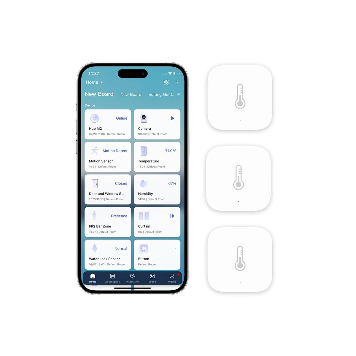 Aqara Zigbee Temperature and Humidity Sensor-3 Pack, Wireless Thermometer Hygrometer for Home Automation, Remote Monitoring, Aqara Hub Required, Compatible with Apple HomeKit, Alexa, Works with IFTTT - PuriLite