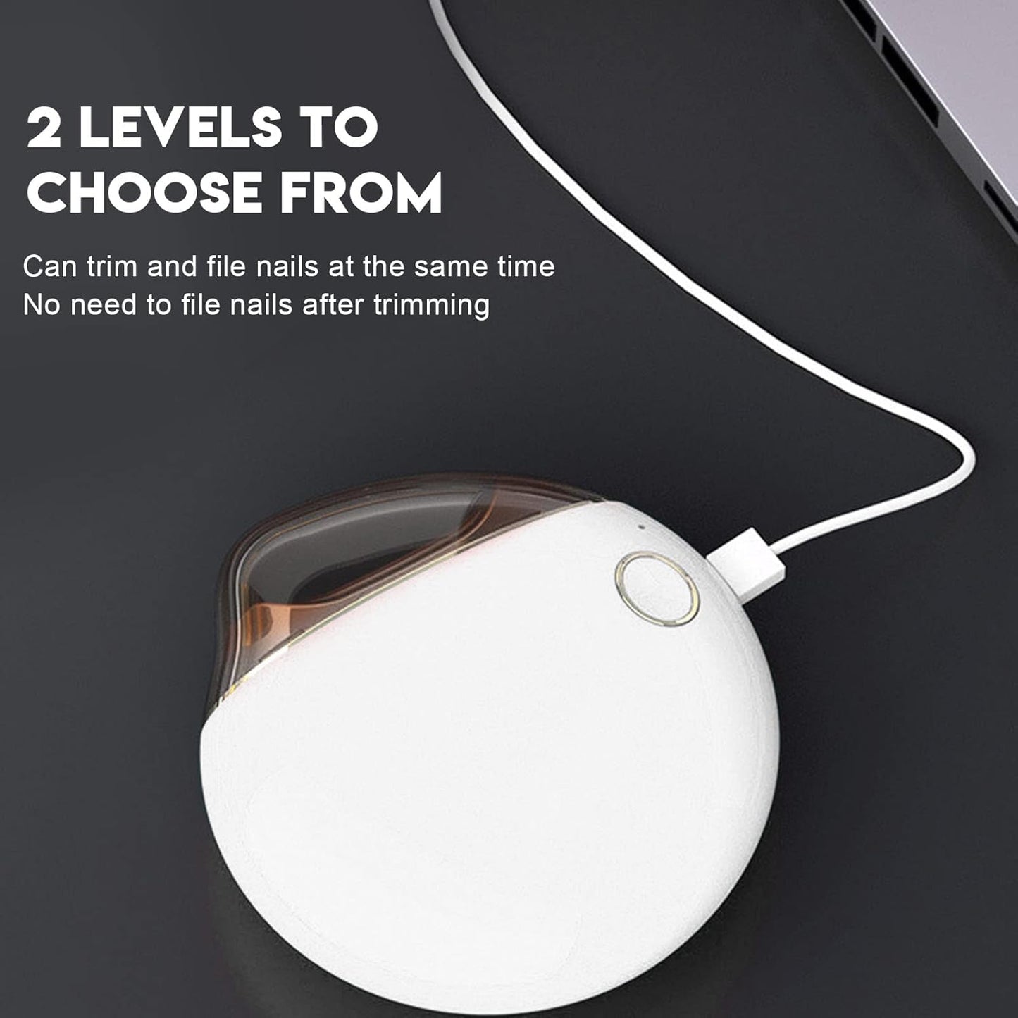 Electric Nail Clipper USB Rechargeable Nail Trimmer Nail Scissors Automatic Safety Fingernail Cutter for Children Seniors Adults (White)