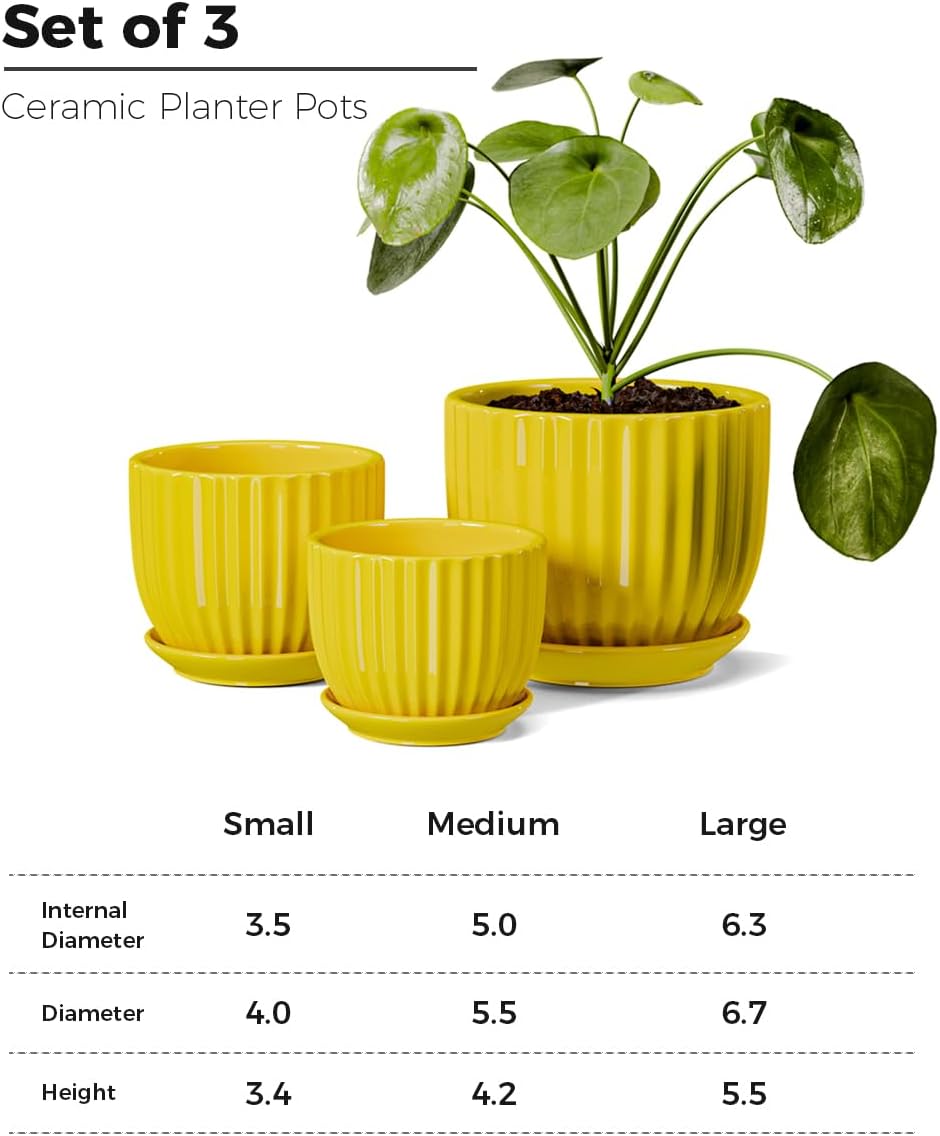 Purilite Select 3-Piece Ceramic Indoor Planter Set