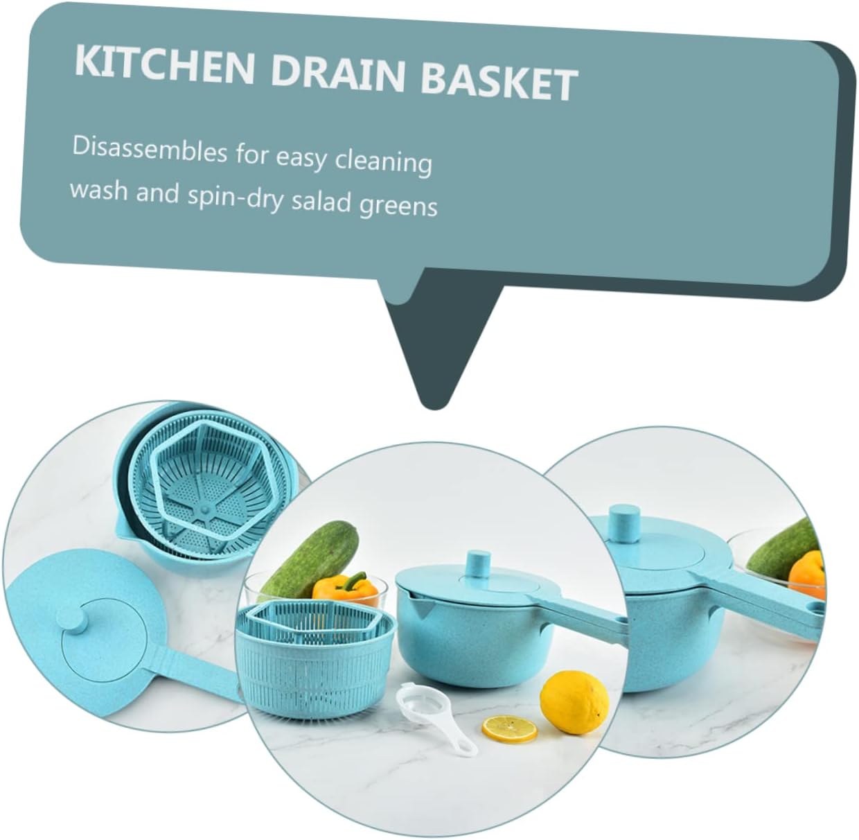 COLLBATH Manual Salad Spinner for Quick Drying Versatile Utensil Storage and Drain Basket for Veggies