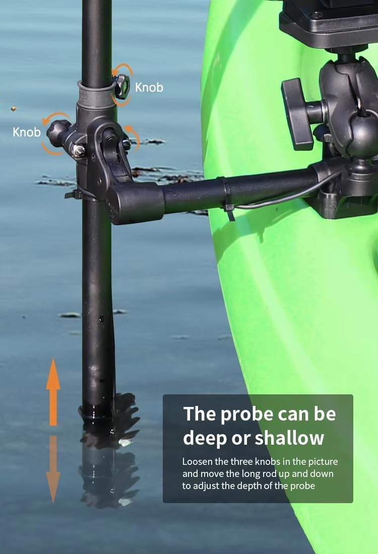 Strg Transducer Bracket with Fish Finder Mount for Kayak/Boat, Livescope Fish Finder Transducer Mount for Garmin/Lowrance, Compatible with RAM Mounts C Size/1.5'' Double Socket Arm (Foldable)