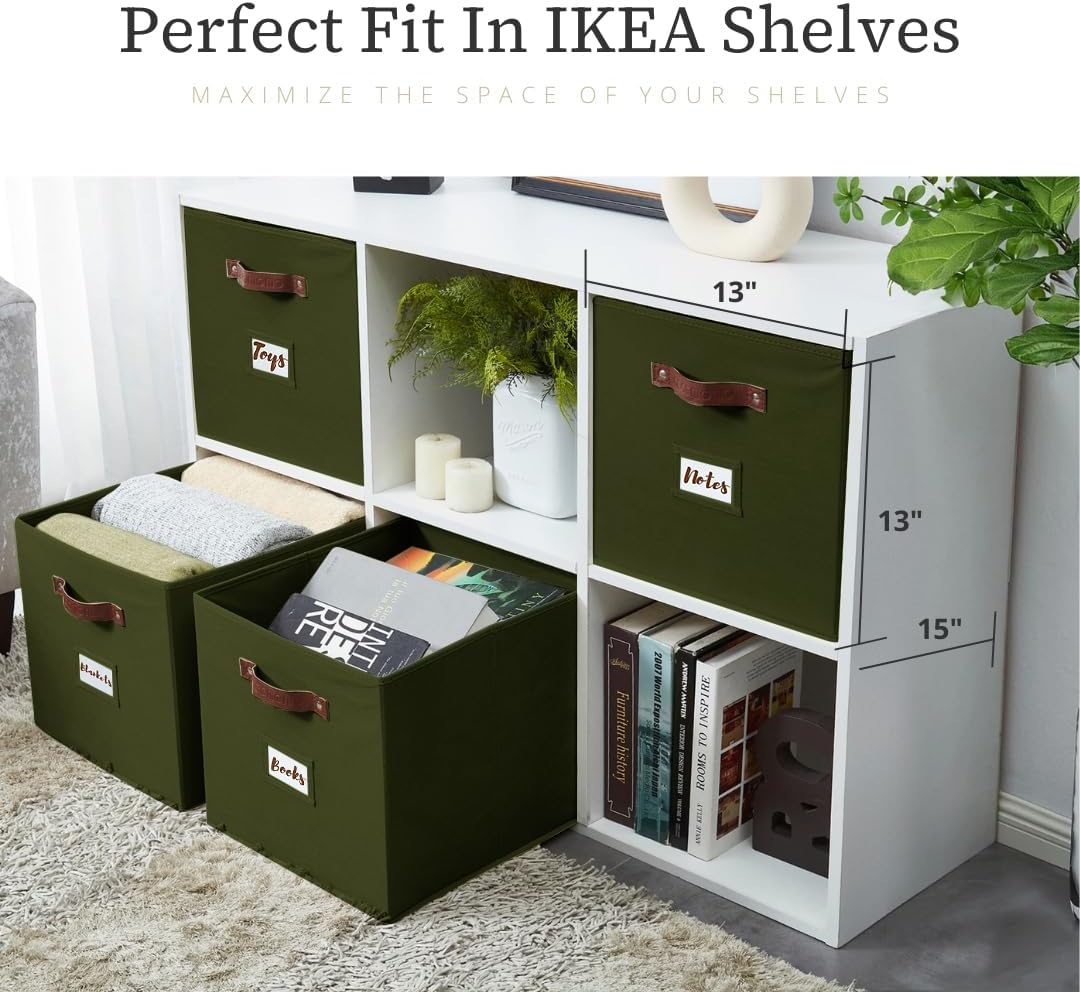DECOMOMO Cube Storage Bin, Storage Cubes with Labels, Baskets for Shelves Kallax Linen Closet Organizers (Cube 10.5x11"/ 6pcs, Black)
