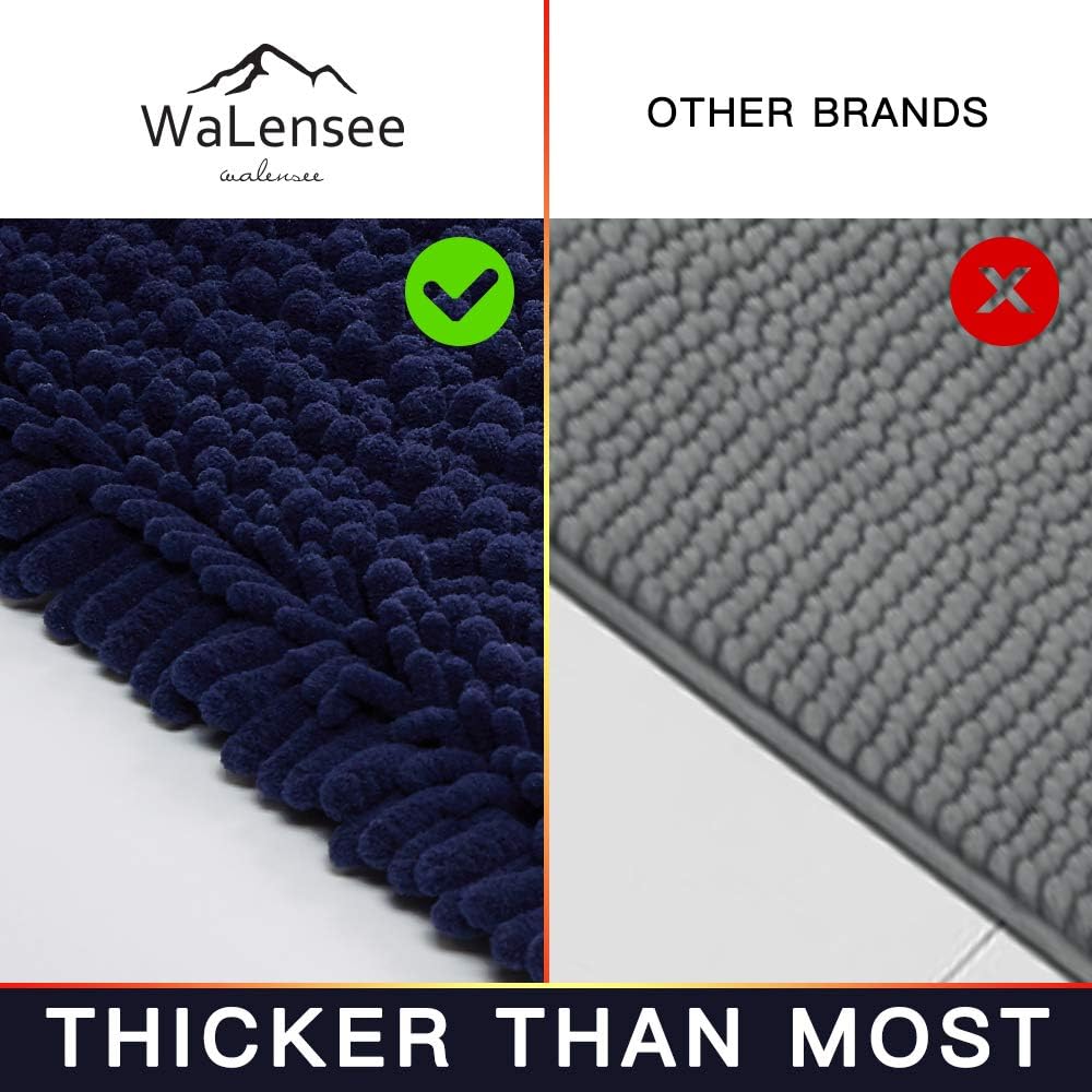 Walensee Bathroom Rug Non Slip Bath Mat (24x17 Inch Blush) Water Absorbent Super Soft Shaggy Chenille Machine Washable Dry Extra Thick Perfect Absorbant Best Small Plush Carpet for Shower Floor