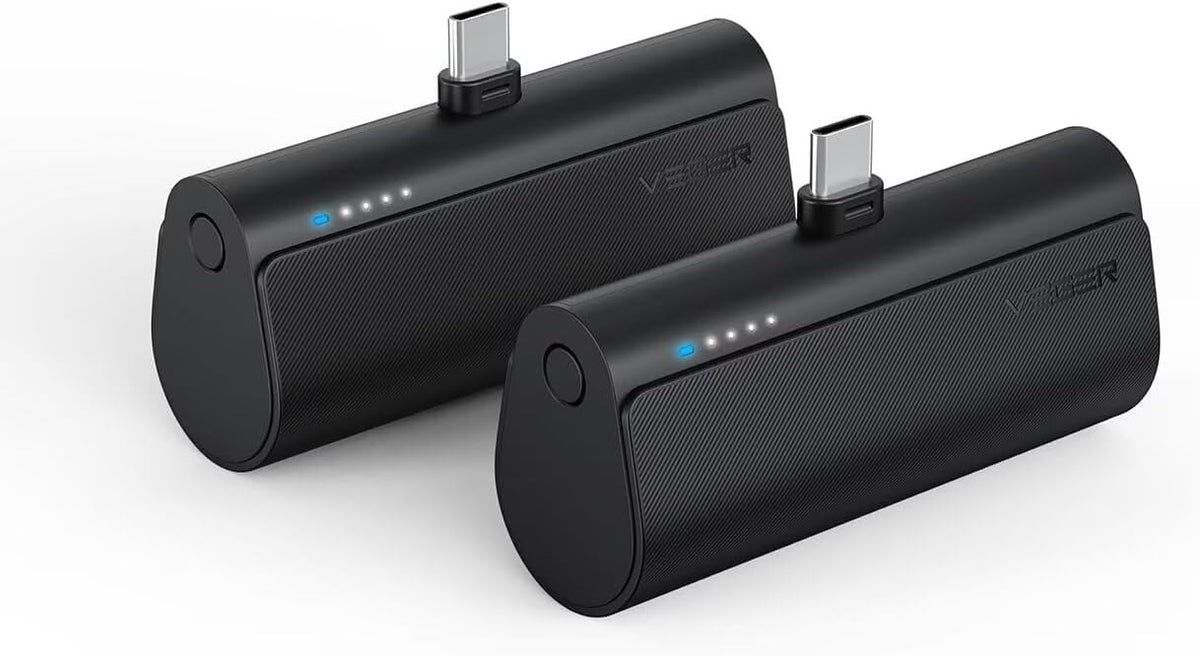 2-Pack Mini 5000mAh USB-C Portable Charger – 20W Fast Charging Power Bank, Pocket-Size Battery Pack for USB-C Phones, Lightweight Travel Backup Charger - PuriLite