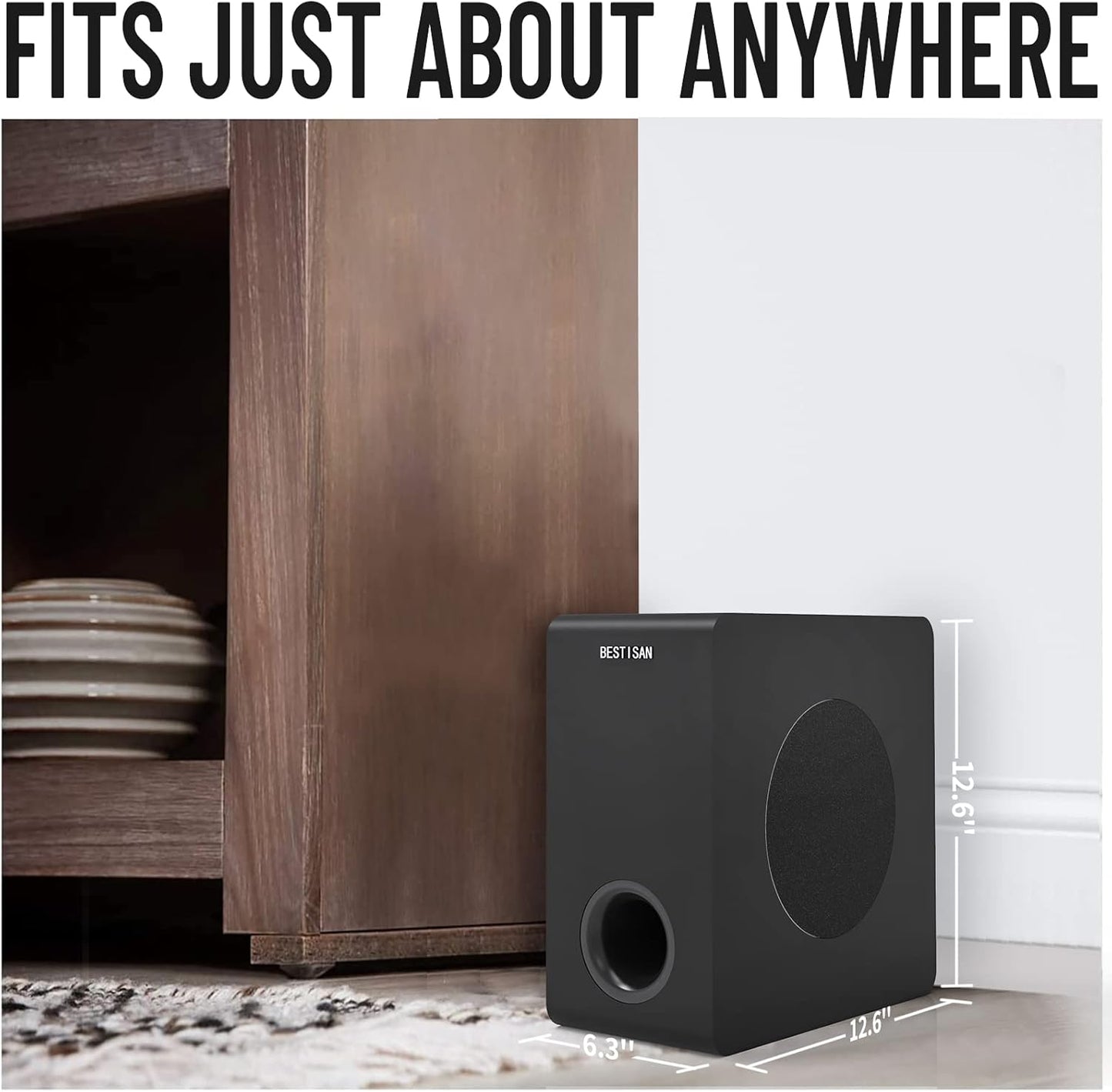 Powered Subwoofer, Bestisan 6.5" Active Home Audio Subwoofer in Compact Design for Receiver,Deep Bass in Black