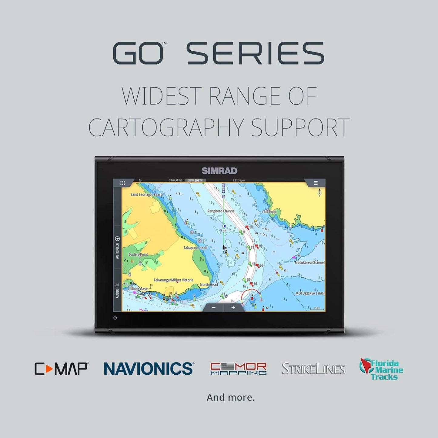 Simrad GO Chartplotter and Fish Finder, with Transducer and Radar Options, Preloaded C-MAP DISCOVER Chart Card