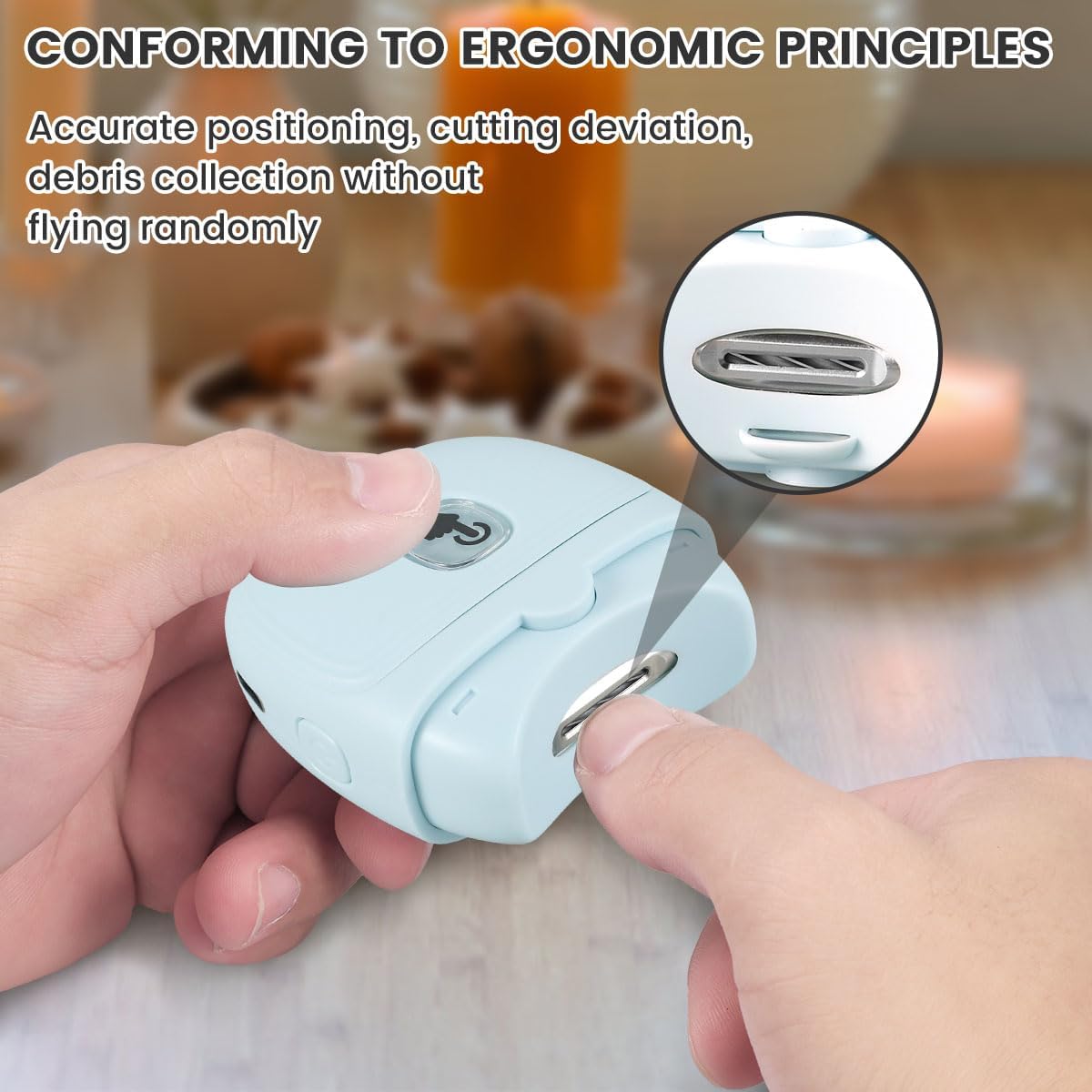 Electric Automatic Nail Clipper Automatic Fingernail Cutter with Nail Scraps Storage 300mAh USB Rechargeable Safety Fingernail Trimmer with LED Light Electric Fingernail Cutter Nail Scissors for Baby Kids Adult (White)