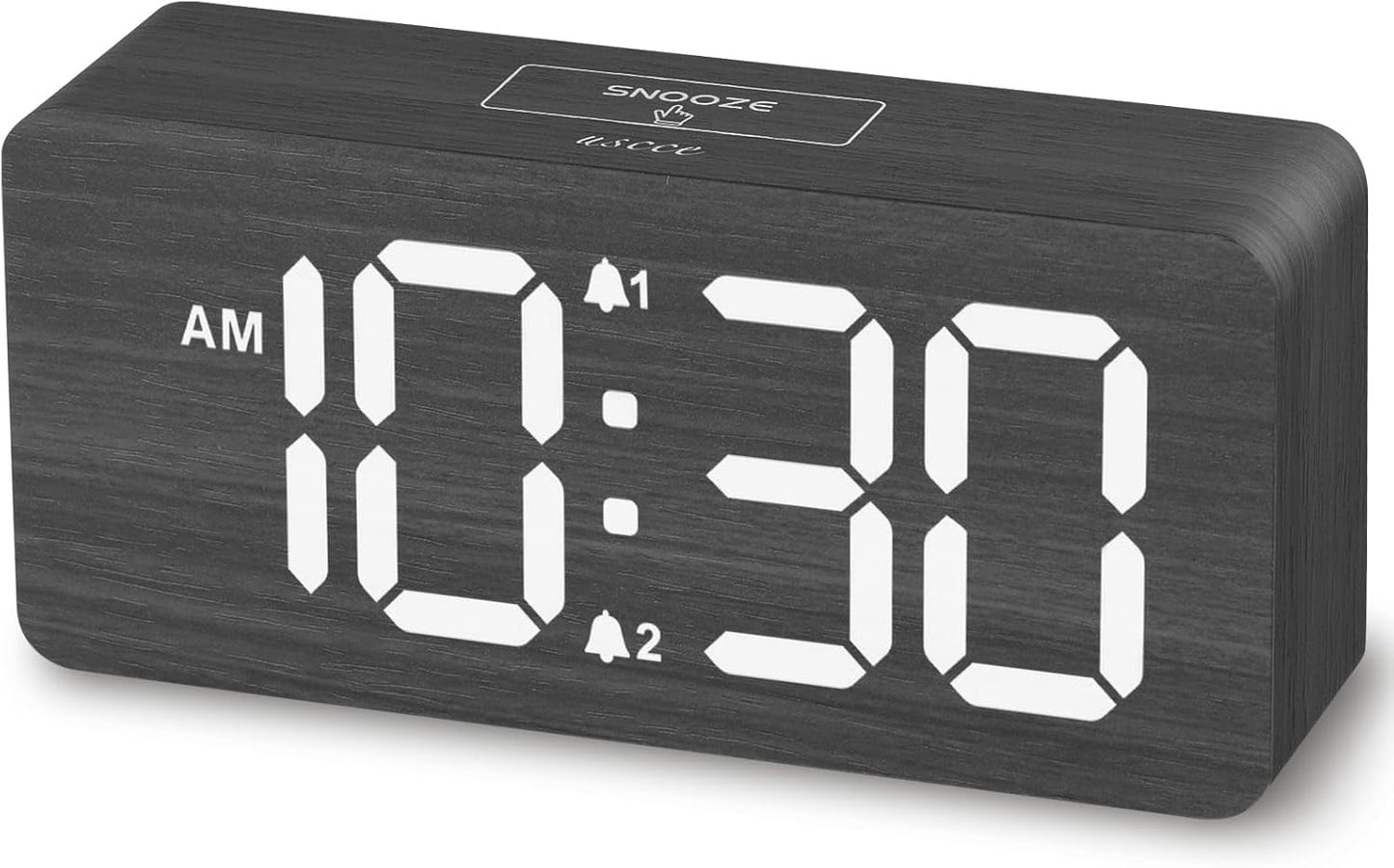 Purilite Select Wooden Digital Alarm Clock with Large LED Display