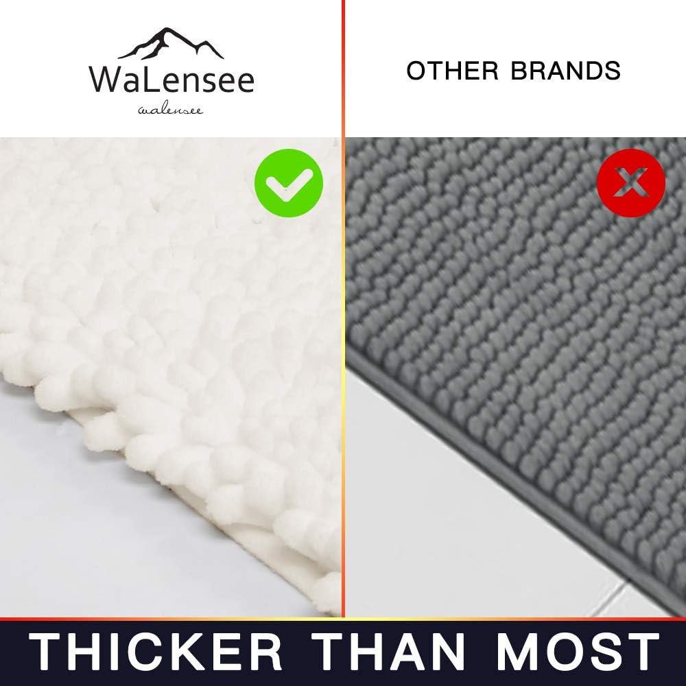Walensee Bathroom Rug Non Slip Bath Mat (24x17 Inch Blush) Water Absorbent Super Soft Shaggy Chenille Machine Washable Dry Extra Thick Perfect Absorbant Best Small Plush Carpet for Shower Floor