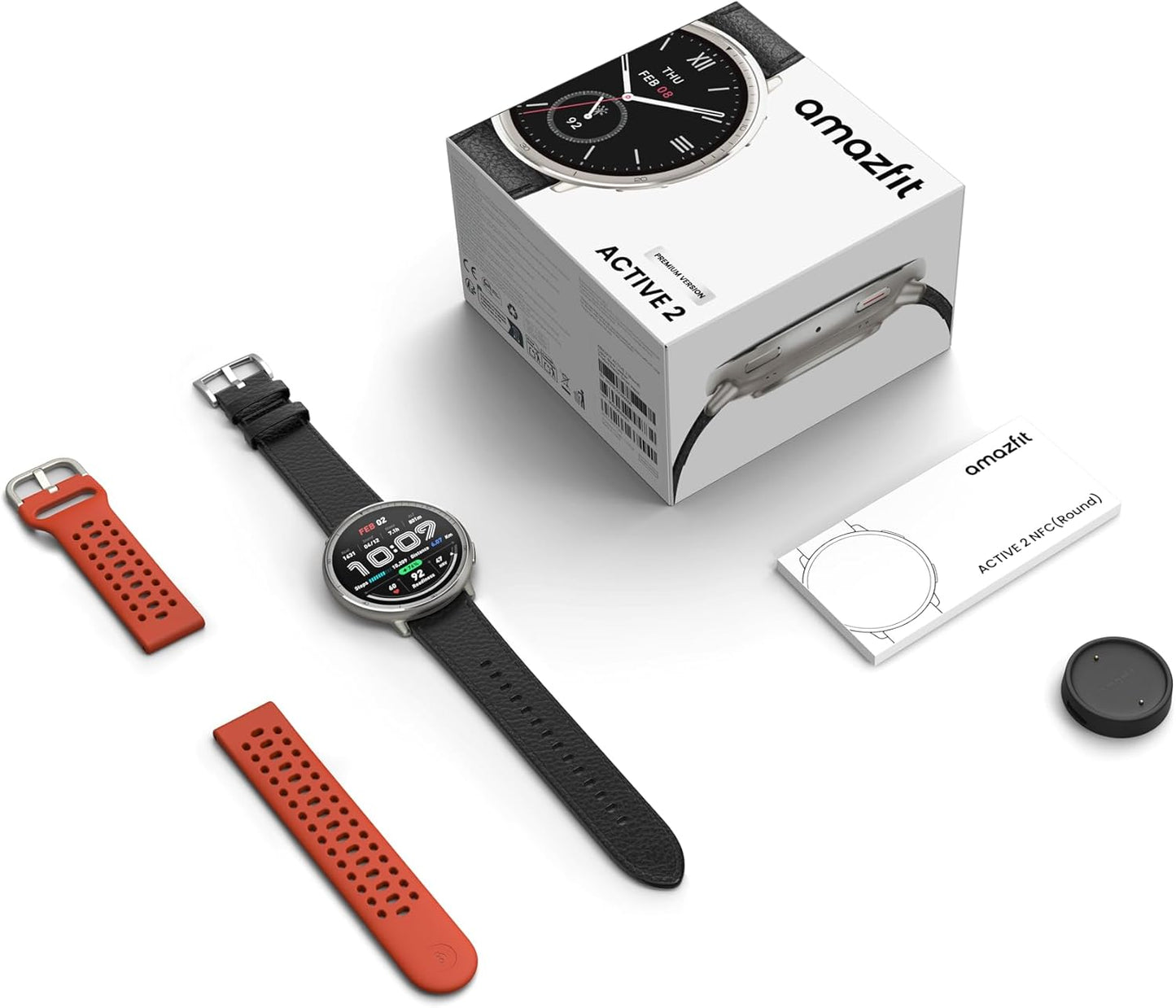 Amazfit Active 2 Smart Watch 1.75" AMOLED Display, Offline Maps with GPS, 10 Day Battery, 160+ Sport Modes, Water Resistant, Heart Rate & Sleep Fitness Tracker for Android & iPhone, Black Leather