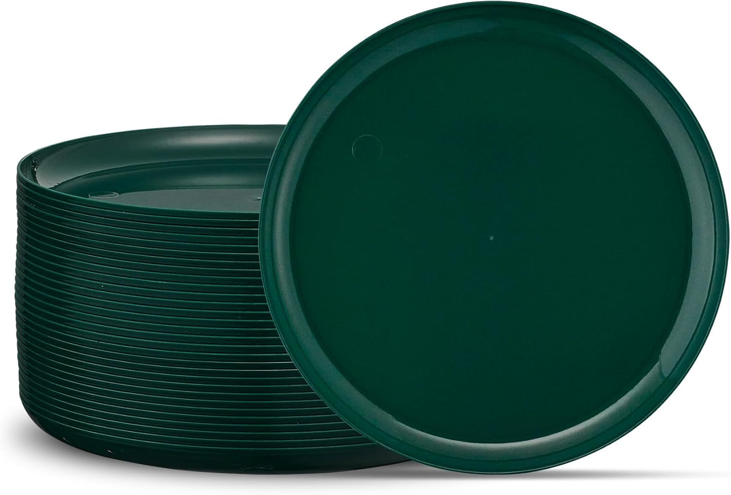 PLASTICPRO [30 Pack 10.7'' Christmass Green Plastic Party Plates Edge Collection Premium heavyweight Elegant Disposable Tableware Dishes