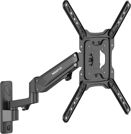 Mount-It! Height Adjustable TV Wall Mount - Full Motion, Pull Down and Vertical Adjustment, Fits 23-55 Inch Screens, Max VESA 400x400mm, Swivel and Tilt Capabilities, 50.6 Lbs Capacity
