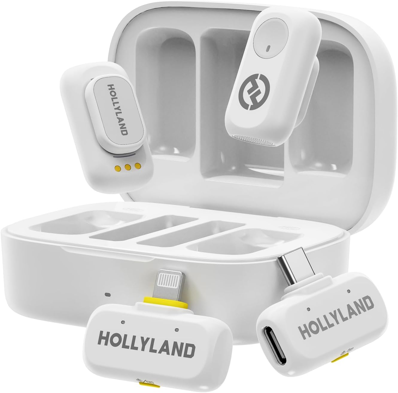 Hollyland Lark A1 Duo - Wireless Microphone USB C for iPhone 16/15 & Android (2TX + USB-C RX + Charging Case), Magnetic Mic for YouTube, TikTok, Podcast, Interviews (Black)