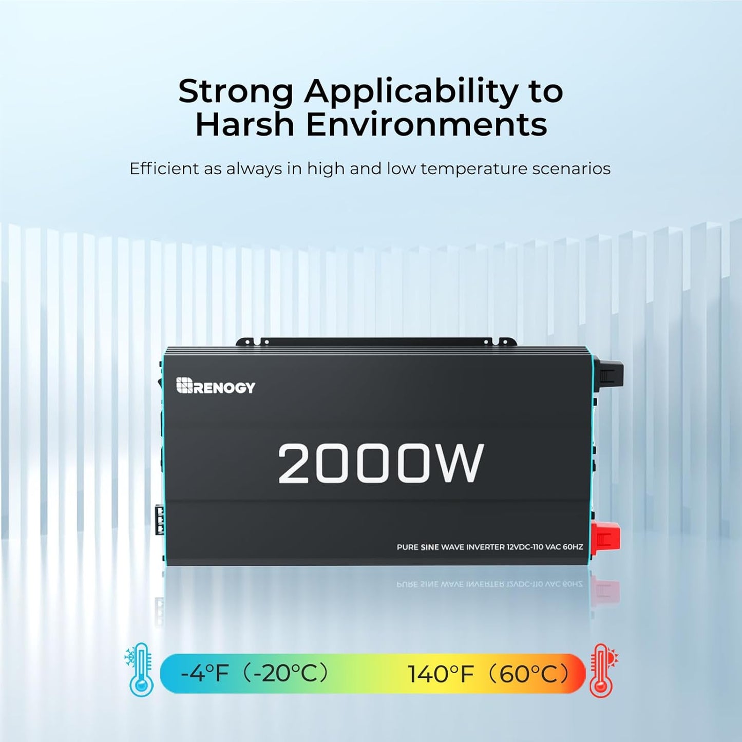 Renogy Pure Sine Wave Inverter 1000w Power Inverter DC 12v to AC 110v, Solar Inverter 12v to 110v Converter with 5V/2.1A USB Port, 2 AC Ports, Remote Controller