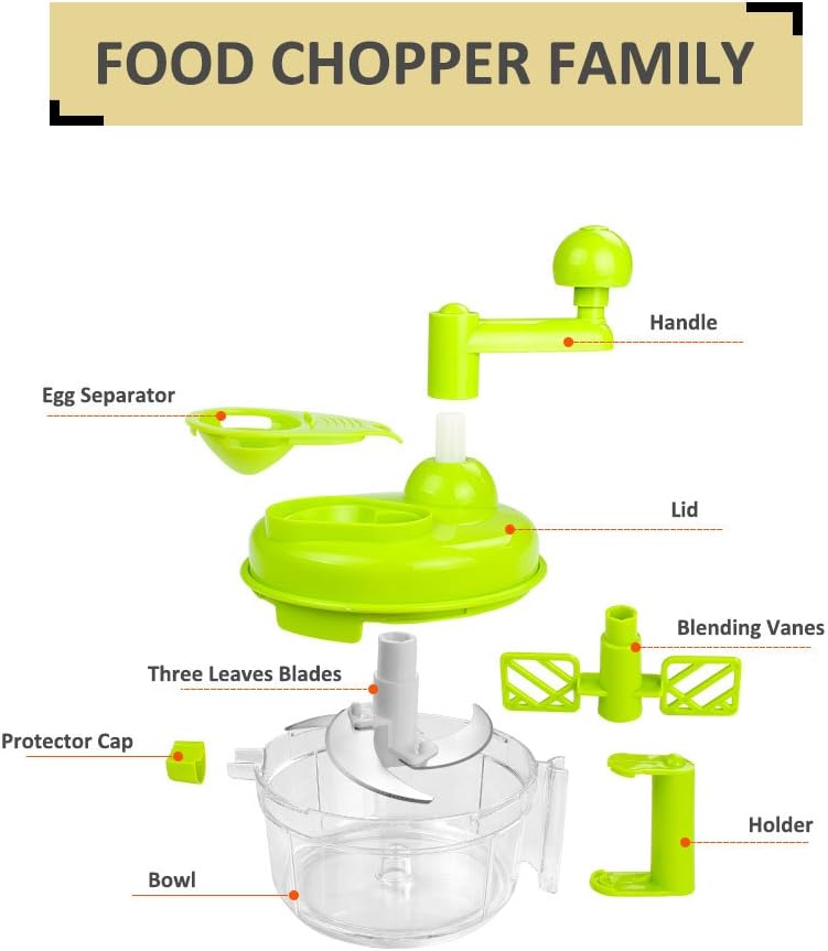 Cambom Manual Food Chopper Vegetable Cutter, Hand String Vegetable Chopper Onions Cutter for Vegetable Fruits Nuts BPA Free Food Safe Material, 550ml Gray