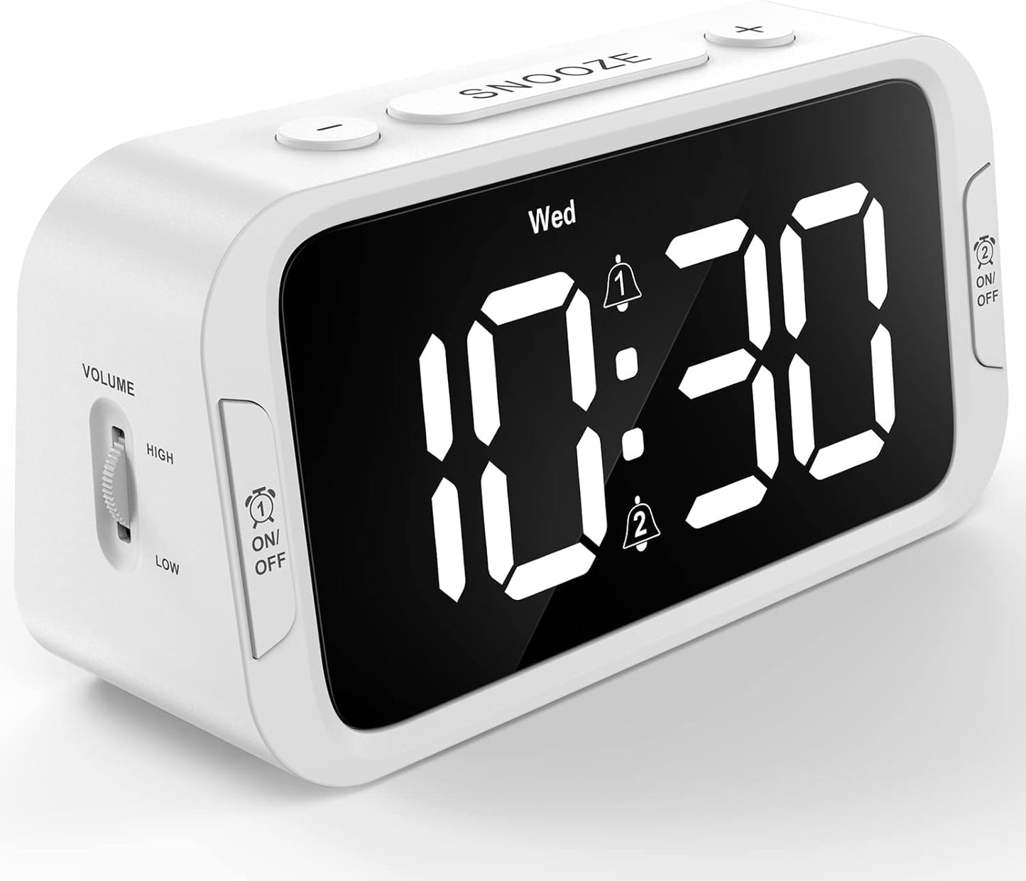Odokee Digital Dual Alarm Clock for Bedroom, Easy to Set, 0-100% Dimmer, USB Charger, 5 Sounds Adjustable Volume, Weekday/Weekend Mode, Snooze, 12/24Hr, Battery Backup, Compact Clock for Bedside(Blue)