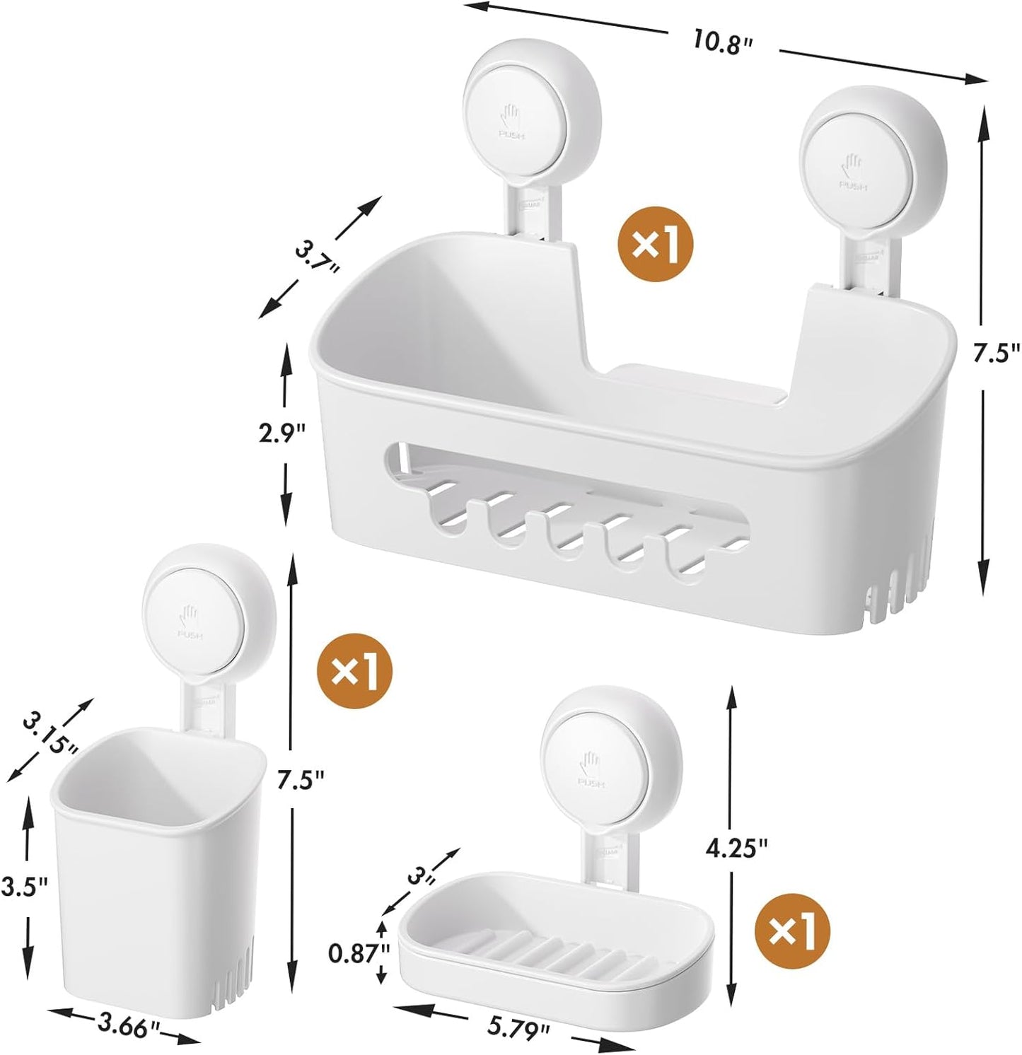 LEVERLOC Shower Caddy Suction Cup, 2 Pack Black Shower Shelf with Hooks and Soap Holder, NO-Drilling Bathroom Organizer, Rustproof Metal Bathroom Storage and Organization