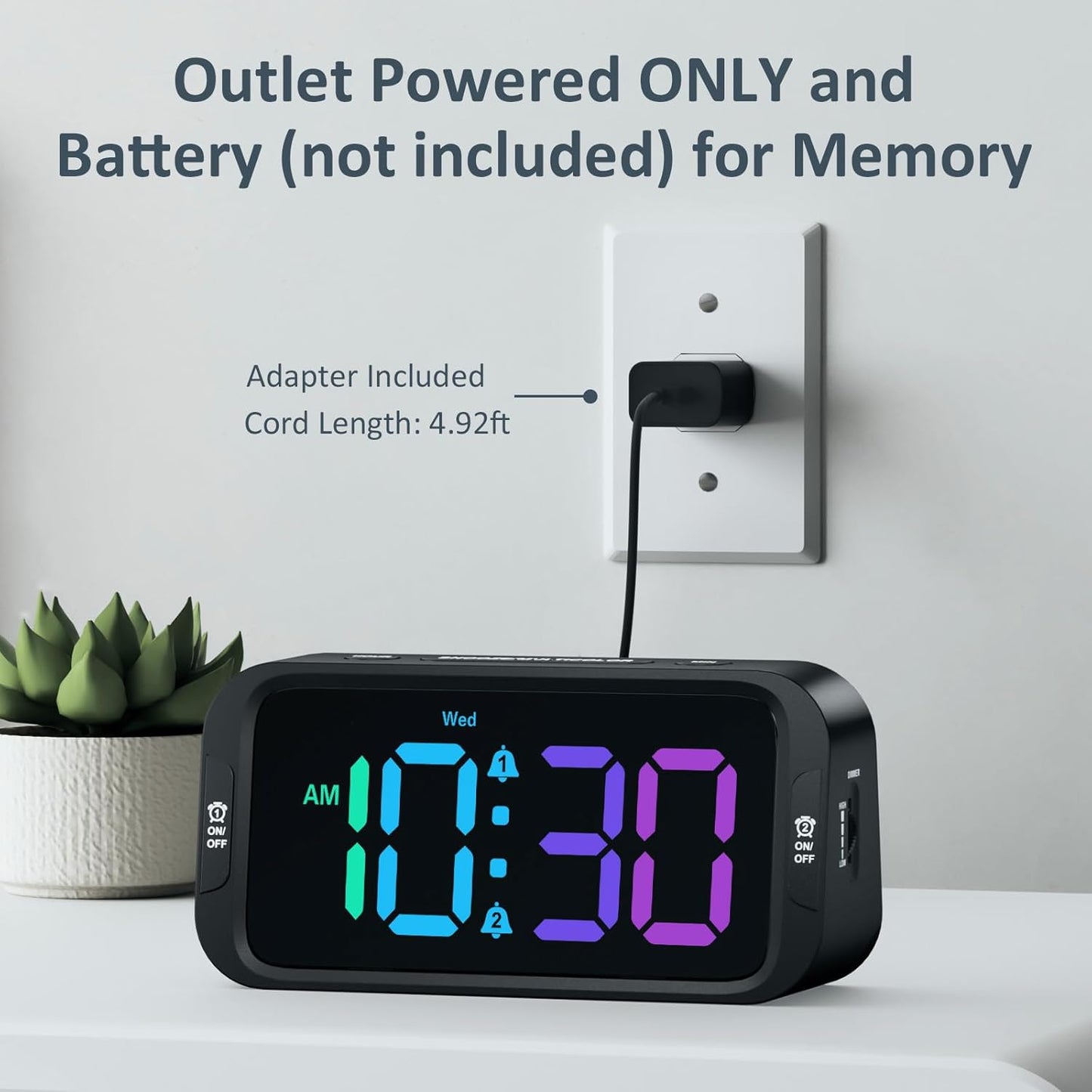 Odokee Digital Dual Alarm Clock for Bedroom, Easy to Set, 0-100% Dimmer, USB Charger, 5 Sounds Adjustable Volume, Weekday/Weekend Mode, Snooze, 12/24Hr, Battery Backup, Compact Clock for Bedside(Blue)