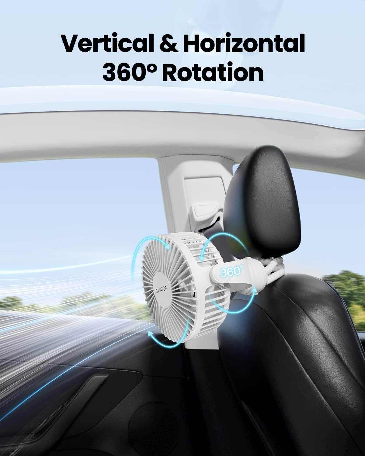 Gaiatop Mini Portable Pram Fan, Rechargeable Small Clip on Fan for Stroller, Detachable 3 Speed 360 Degree Rotate Flexible Tripod Handheld Desk Cooling Car Seat Crib Treadmill Travel Black
