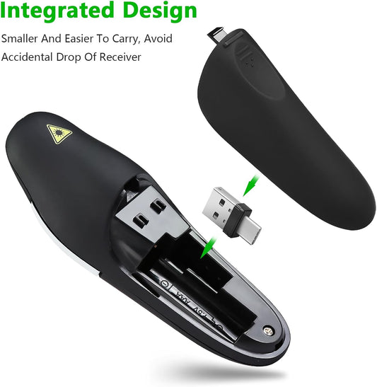 USB-c Presentation Clicker Remote,Wireless Presenter,Red Pointer 2.4GHz PowerPoint Clicker,Slide Advancer for Classroom,Office,Meeting,Support Mac/ Windows/Laptop/PPT,Teacher must Haves