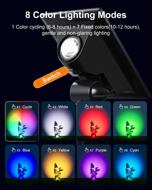 6 Pack Color Changing Solar Power Spot Lights for Halloween Decorations LED