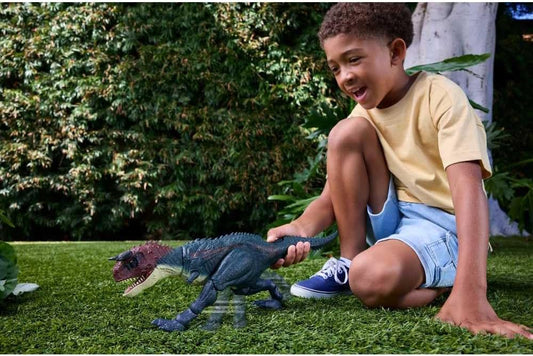 Interactive Dinosaur Action Figure with Running & Chomping Motion, Roar Sounds, and Digital Play Features – 17-Inch Carnotaurus Toy for Kids Ages 4+ - PuriLite