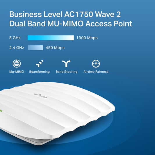TP-Link Omada AC1750 Gigabit Wireless Access Point (EAP245 V3) - Business WiFi Solution w/Mesh Support, Seamless Roaming & MU-MIMO, PoE Powered, SDN Integrated, Cloud Access & Omada App, White - PuriLite