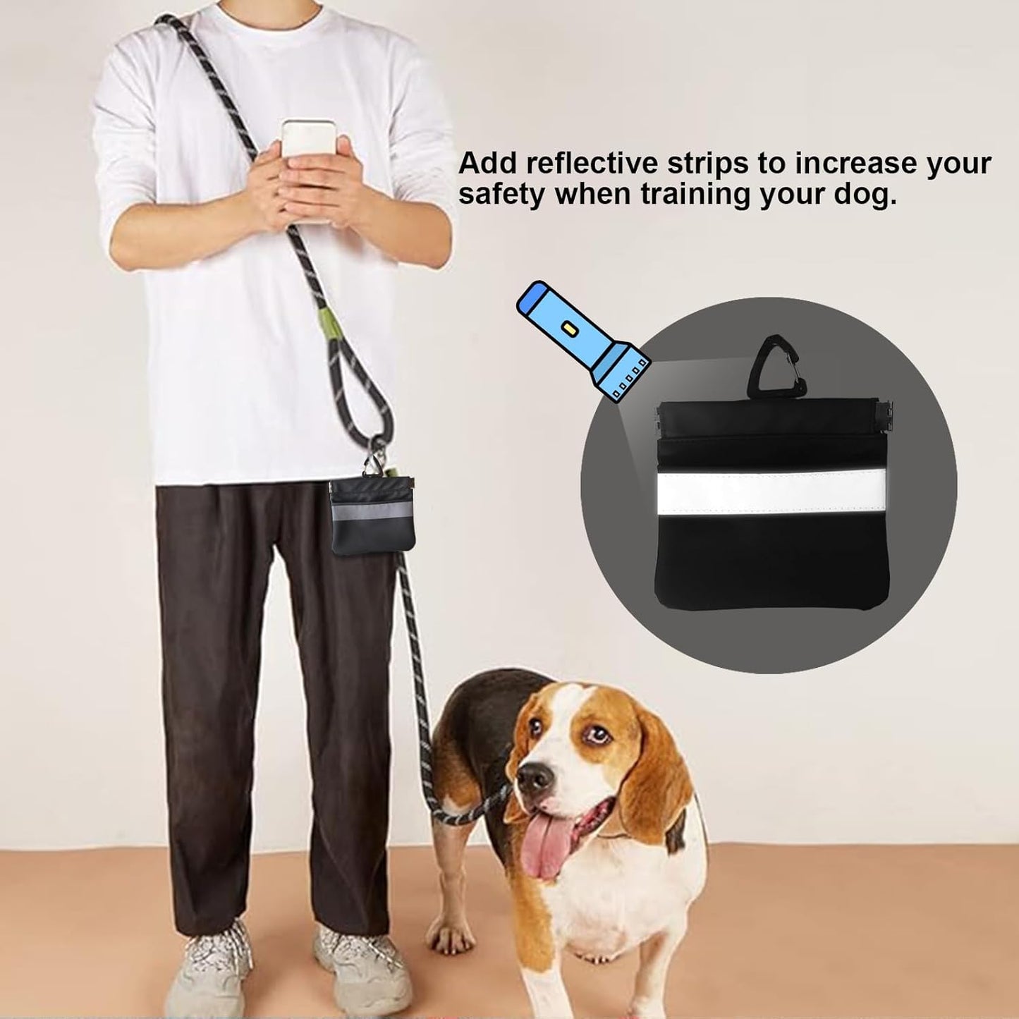 Tyuyuio Dog Training Treat Pouch Bag, Treat Bags for Dogs, Portable Pet Pocket Waist Clip Bag, Reflective Snack Bag for Pets, Includes Clip and Carabiner