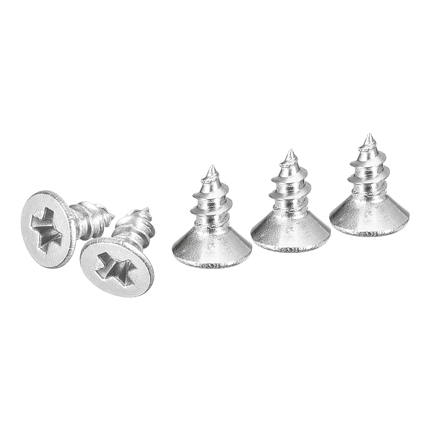 DTGN 100Pcs #6x1/2 Flat Head Wood Screws, 304 Stainless Steel Phillips Self Tapping Screws - Good for Woodworking, Furniture - Silver